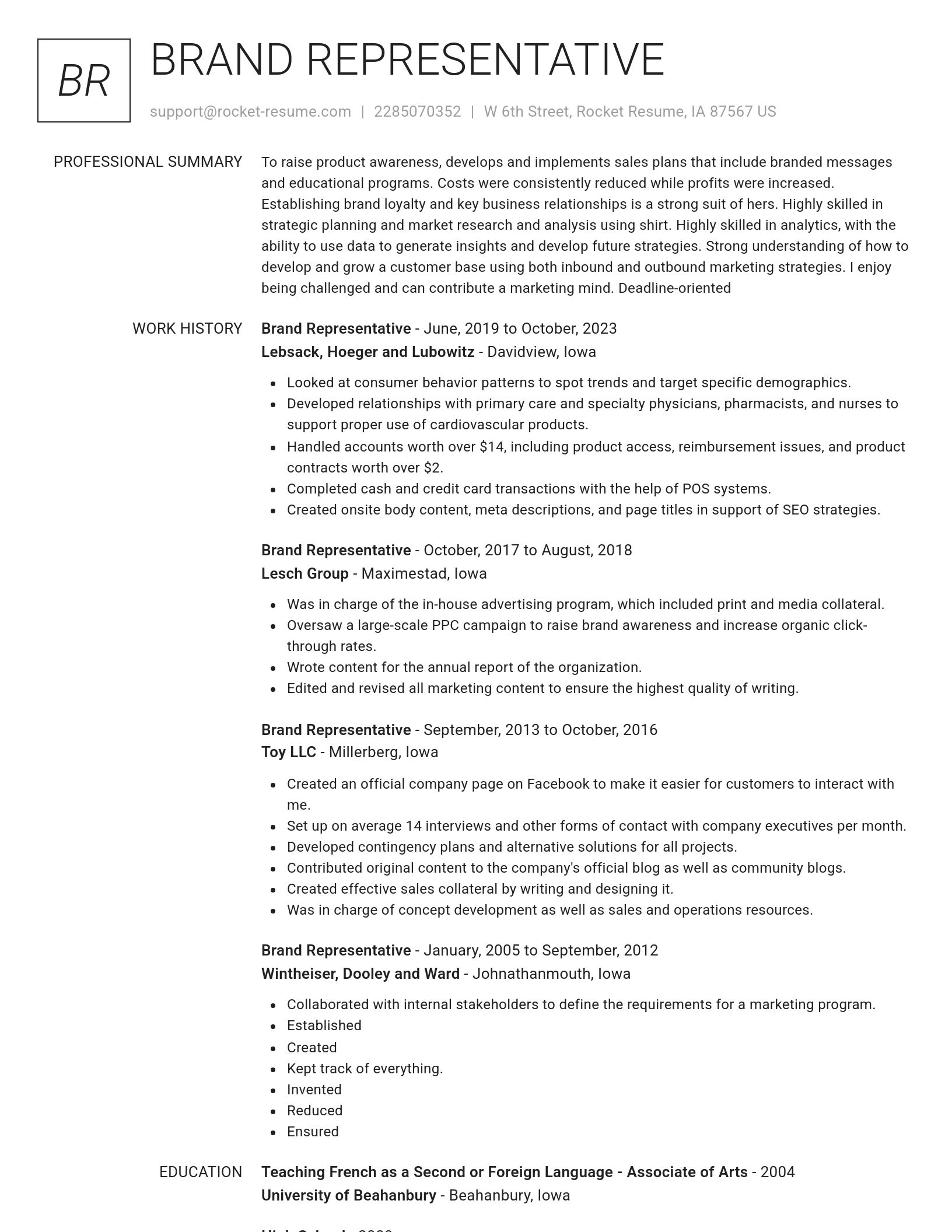 Renowned resume template
