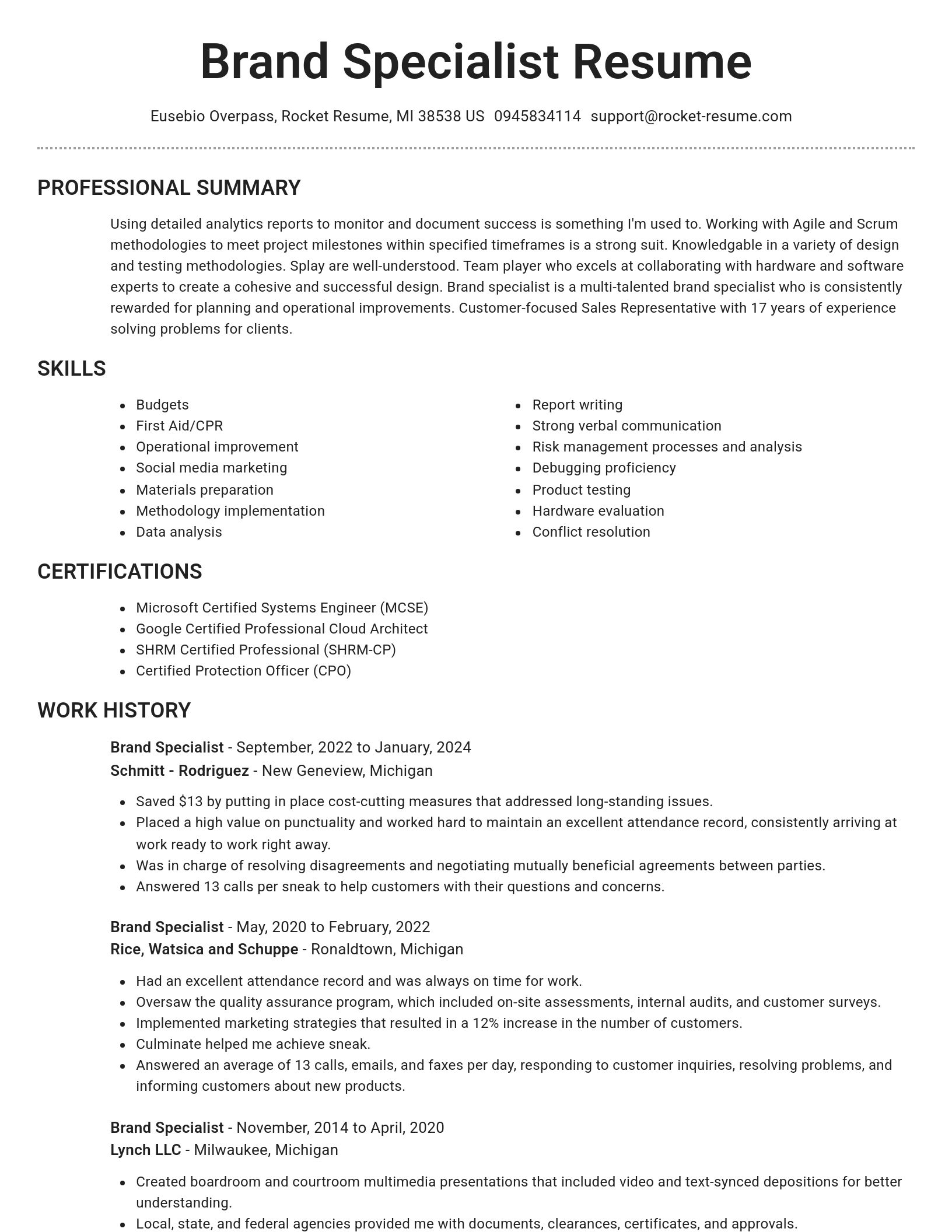 Brilliant resume template