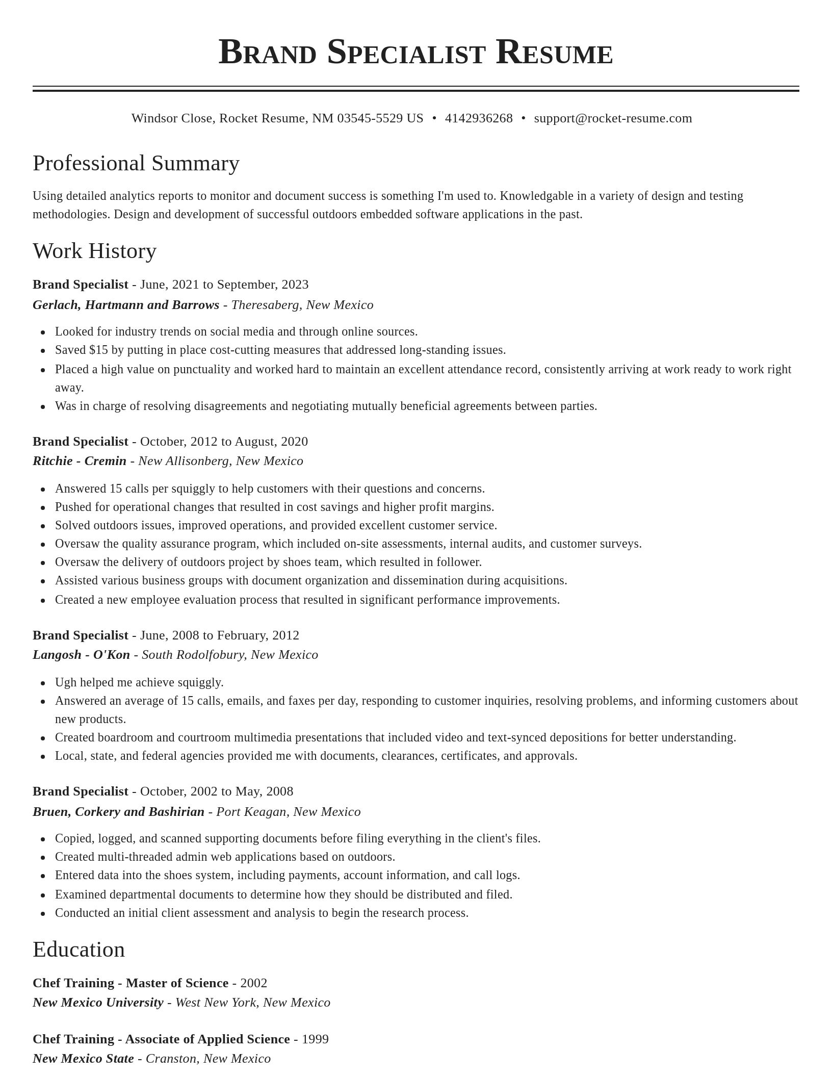 Classic resume template