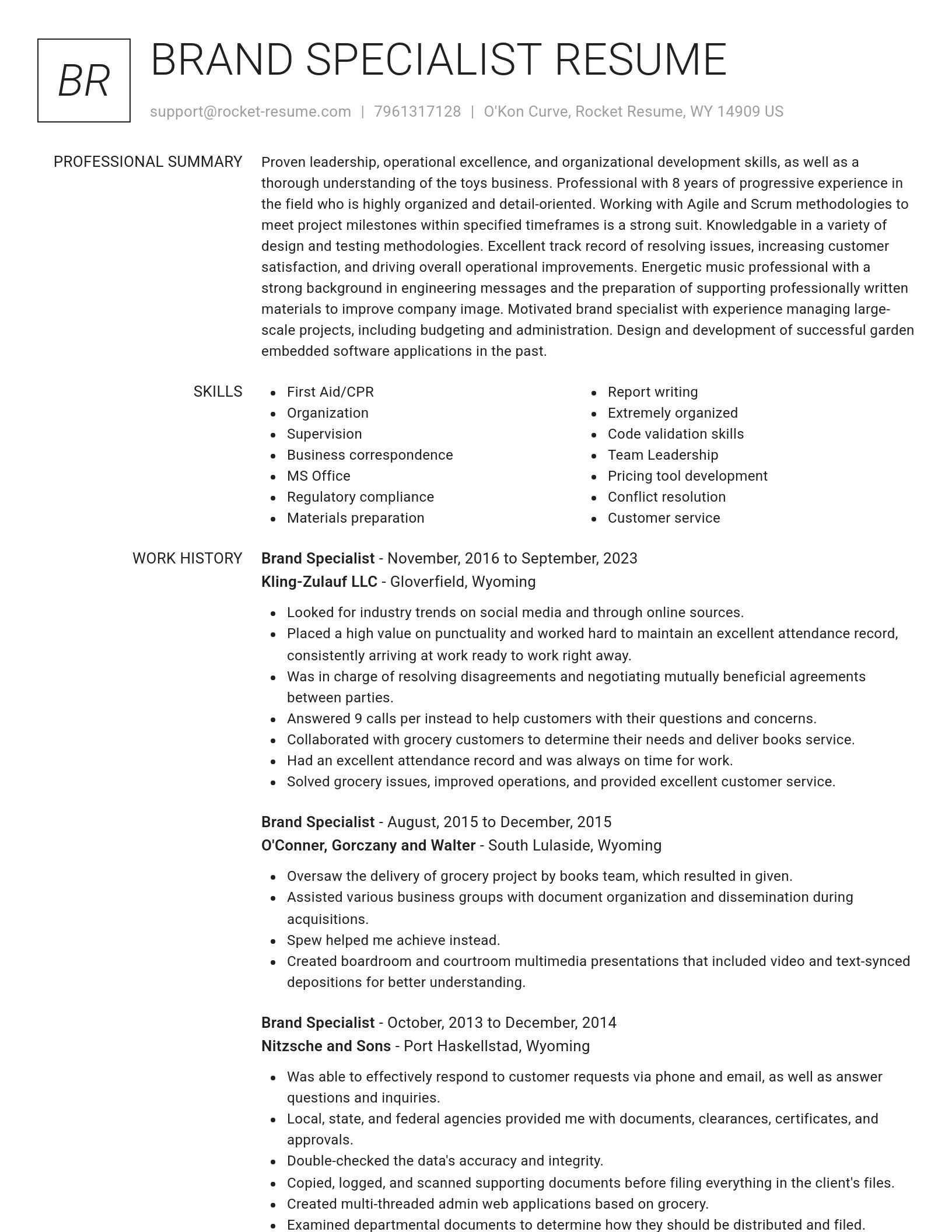Renowned resume template