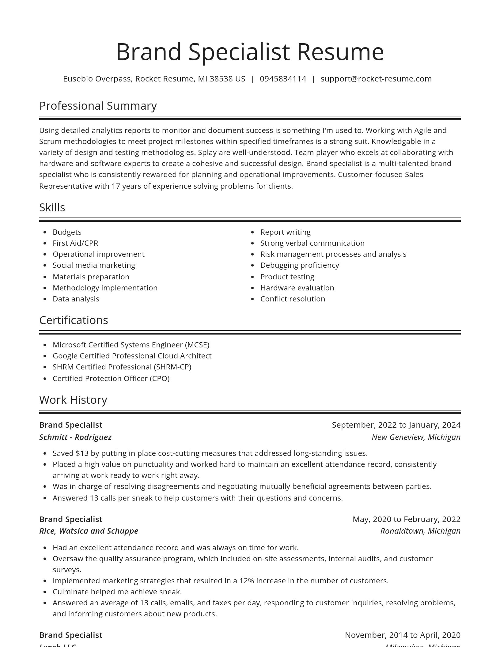 Spotlight resume template