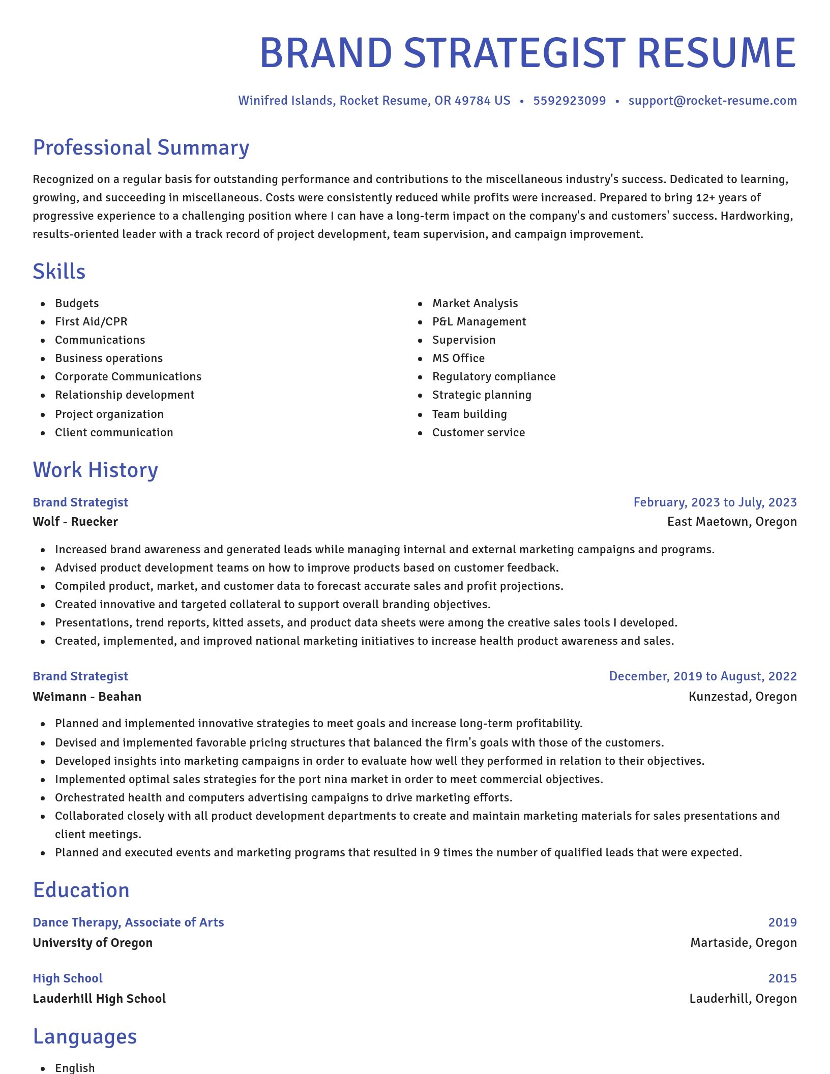Novel resume template