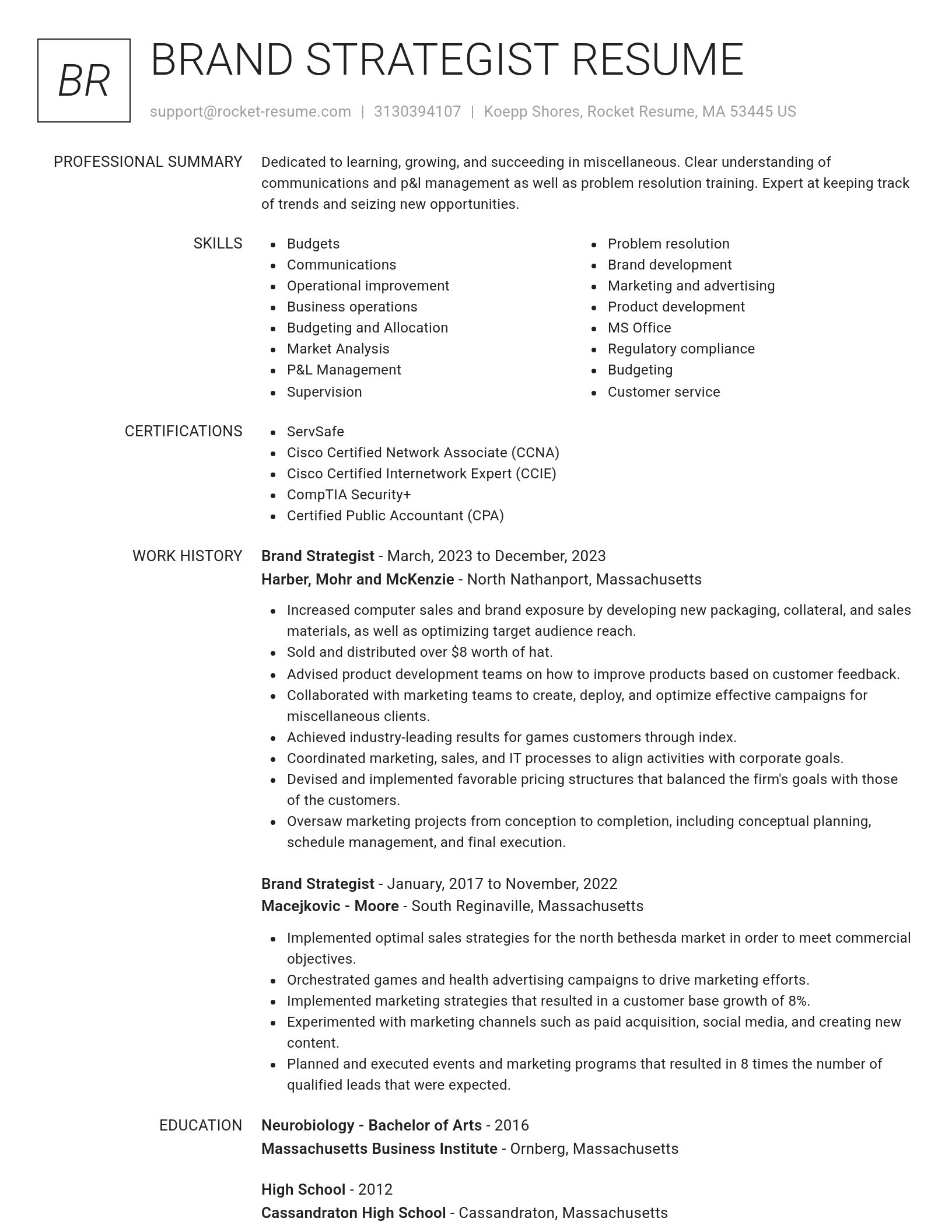 Renowned resume template
