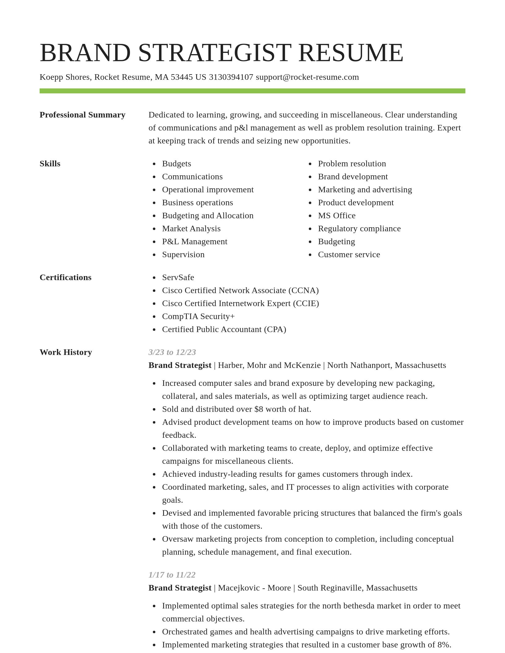 Smart resume template