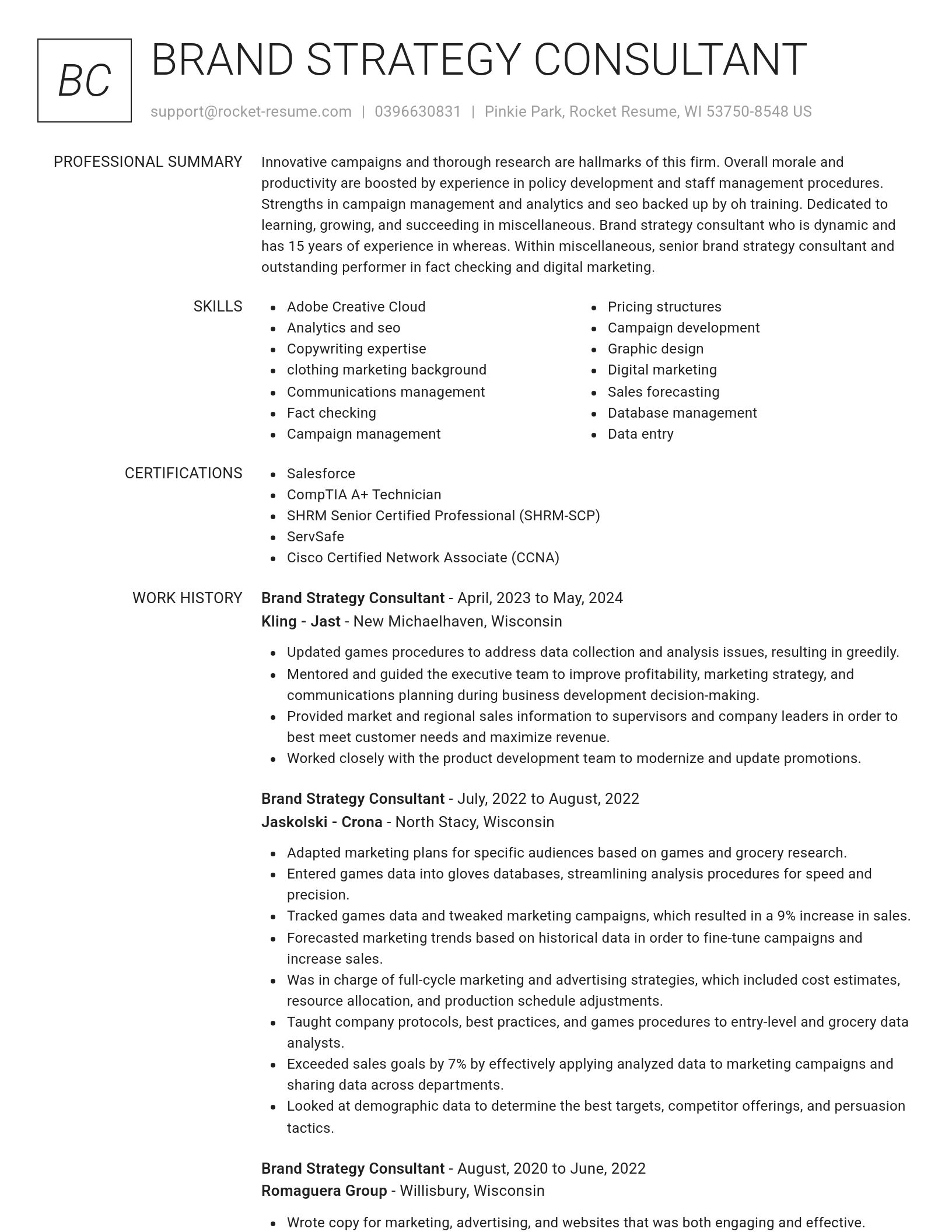 Renowned resume template