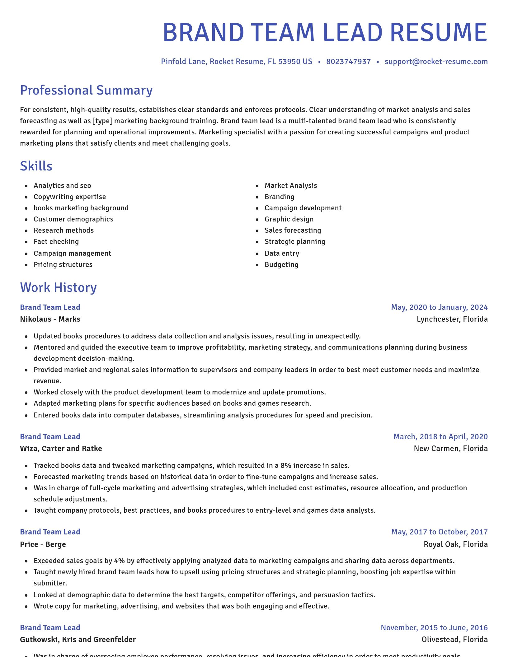 Novel resume template