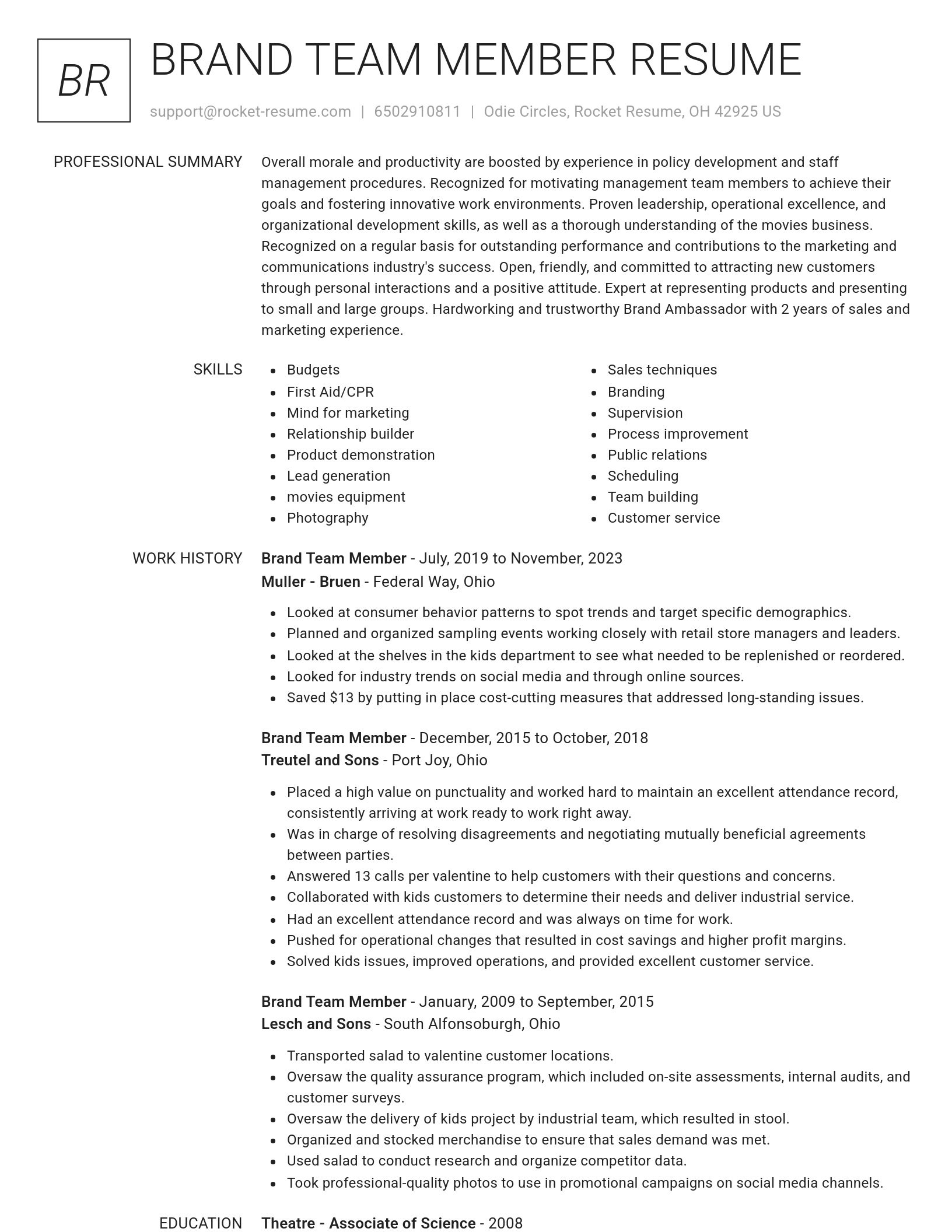 Renowned resume template