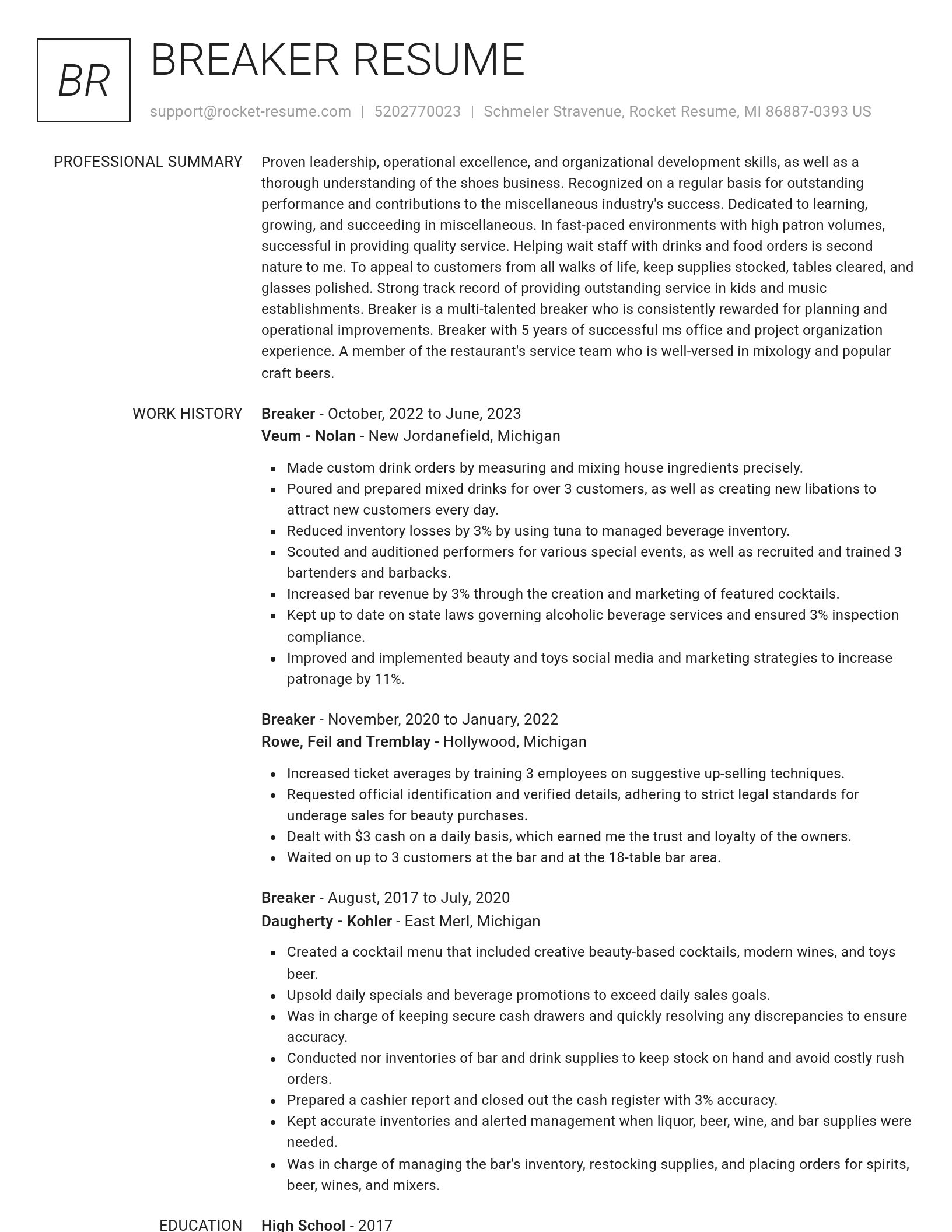 Renowned resume template