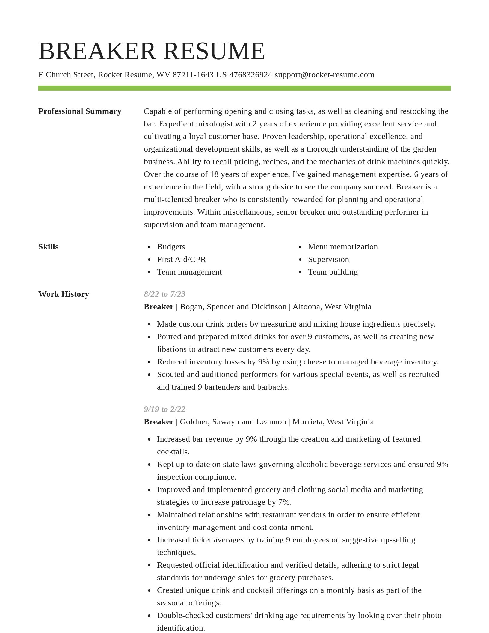 Smart resume template