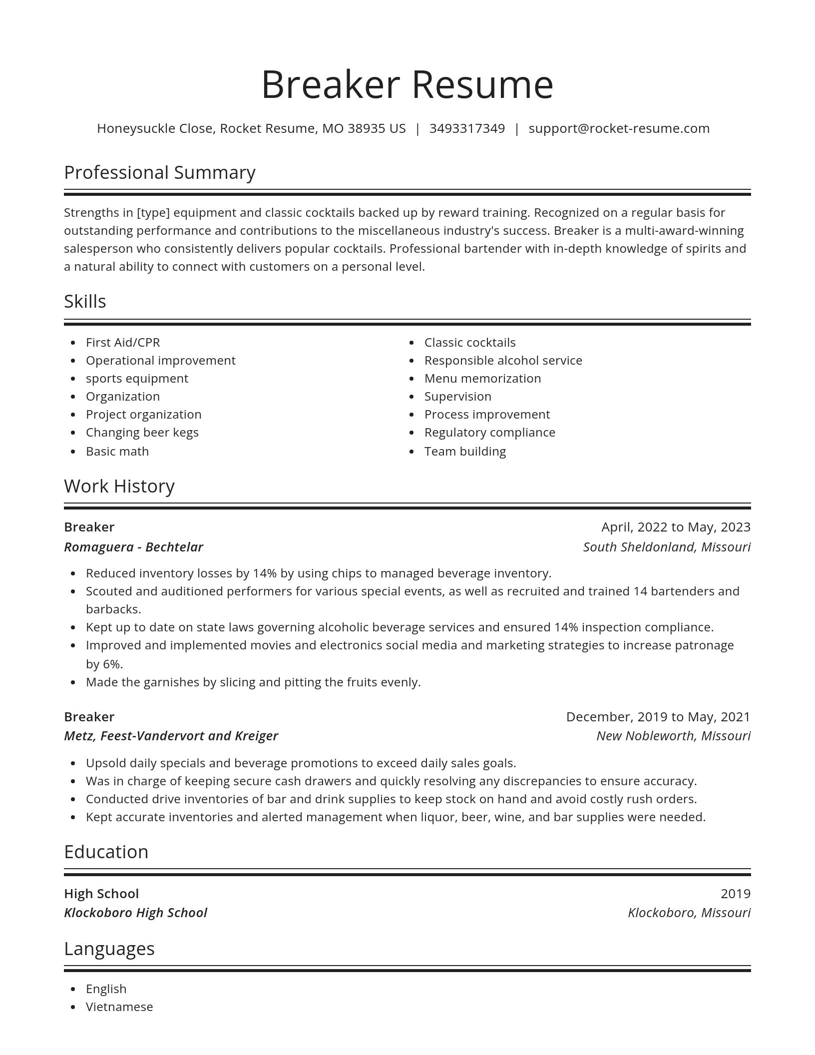 Spotlight resume template