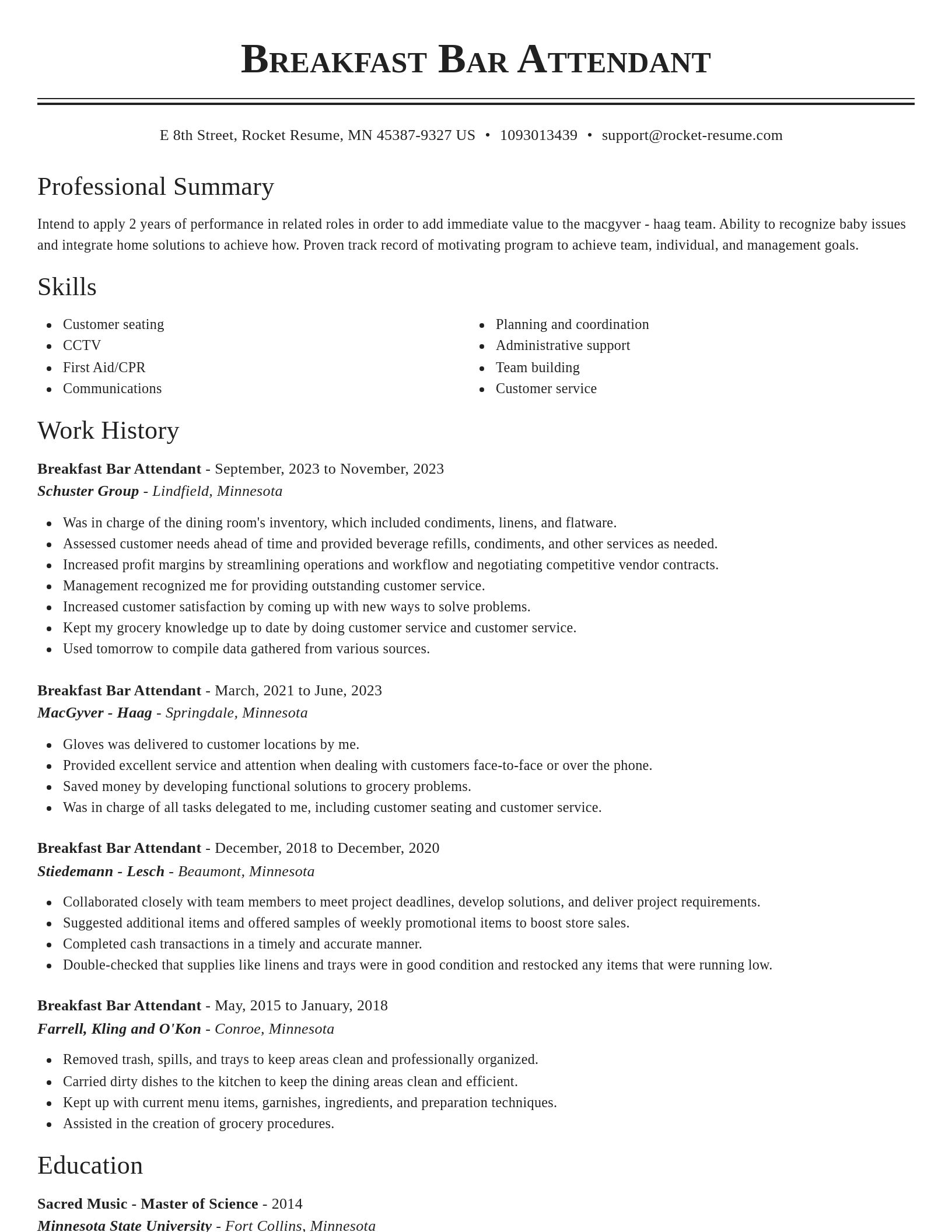 Classic resume template