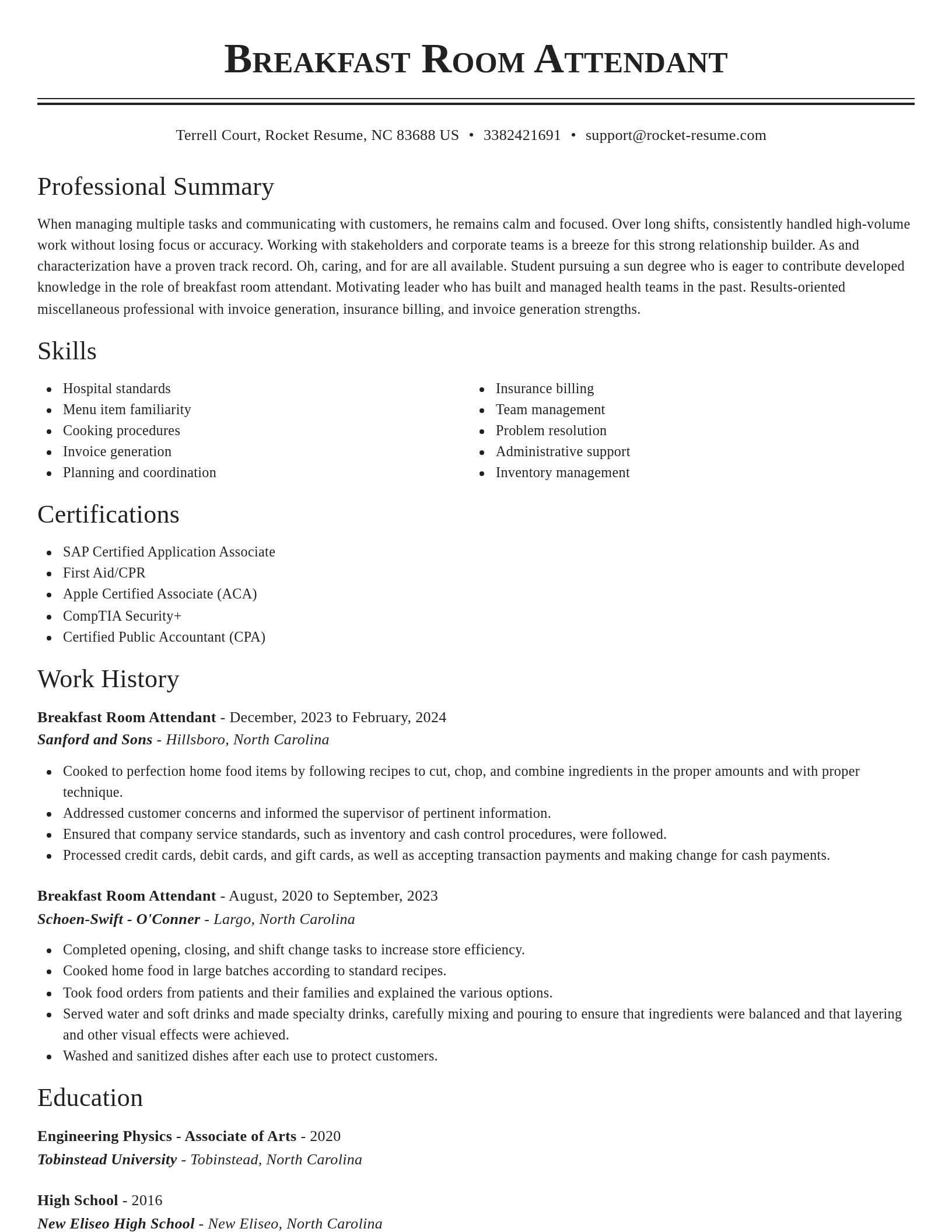 Classic resume template