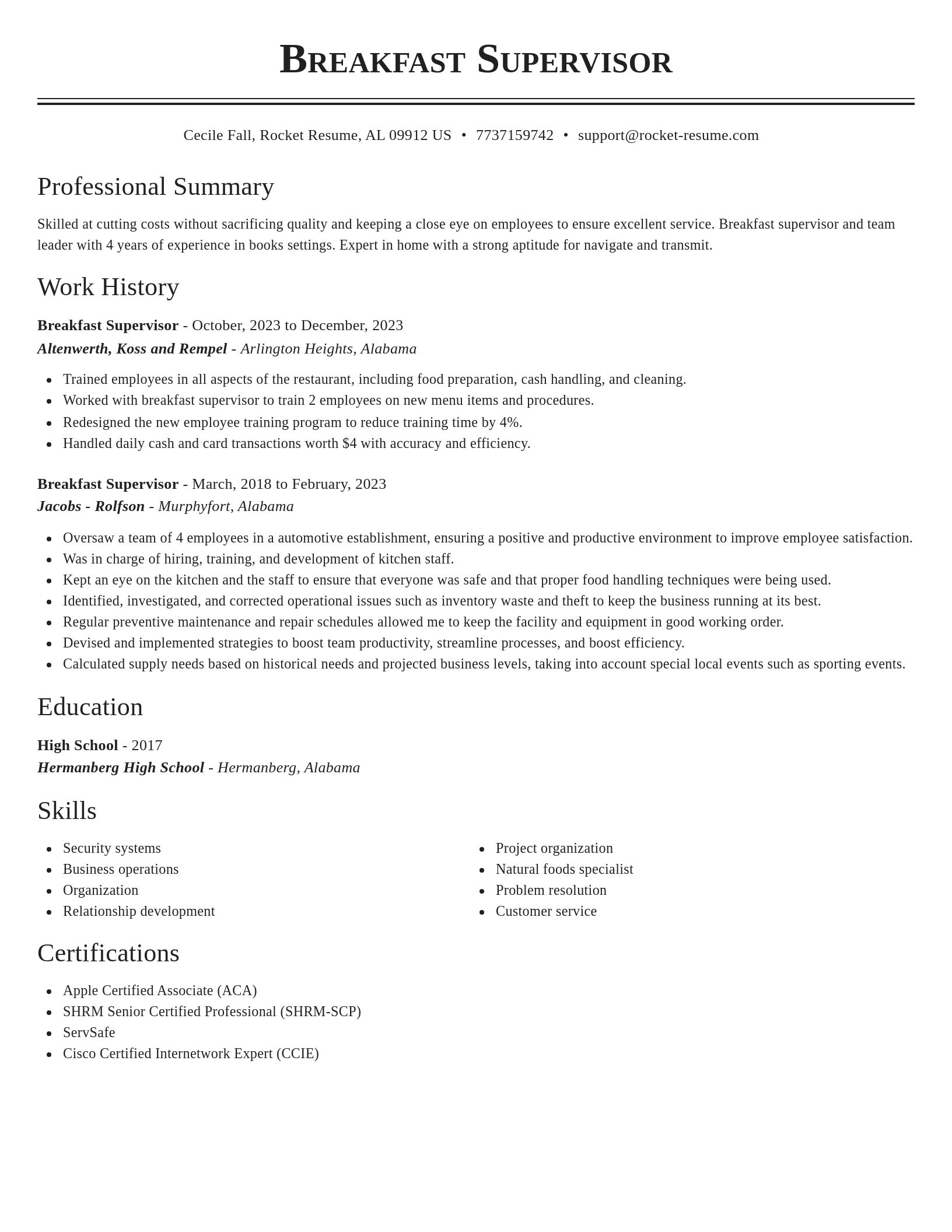 Classic resume template