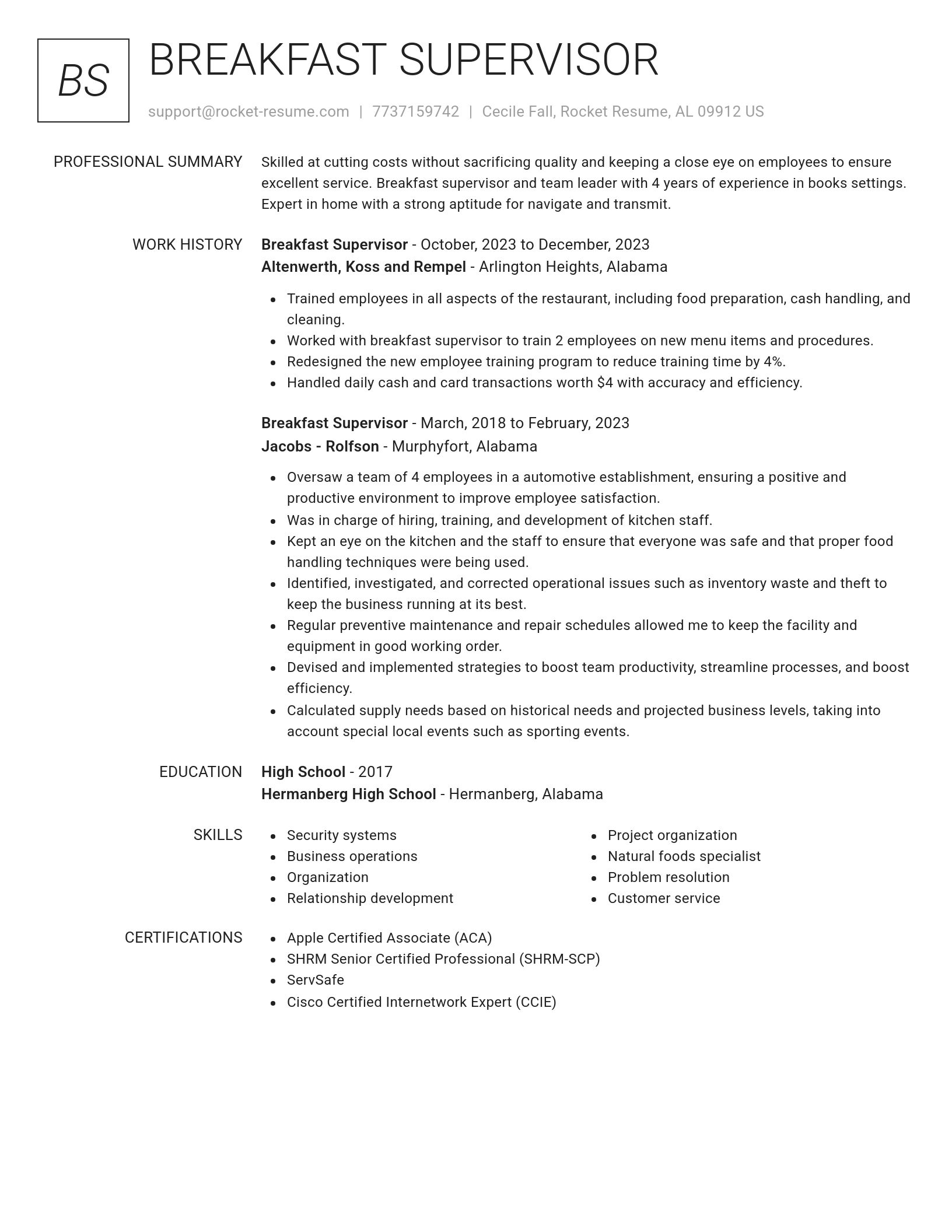 Renowned resume template