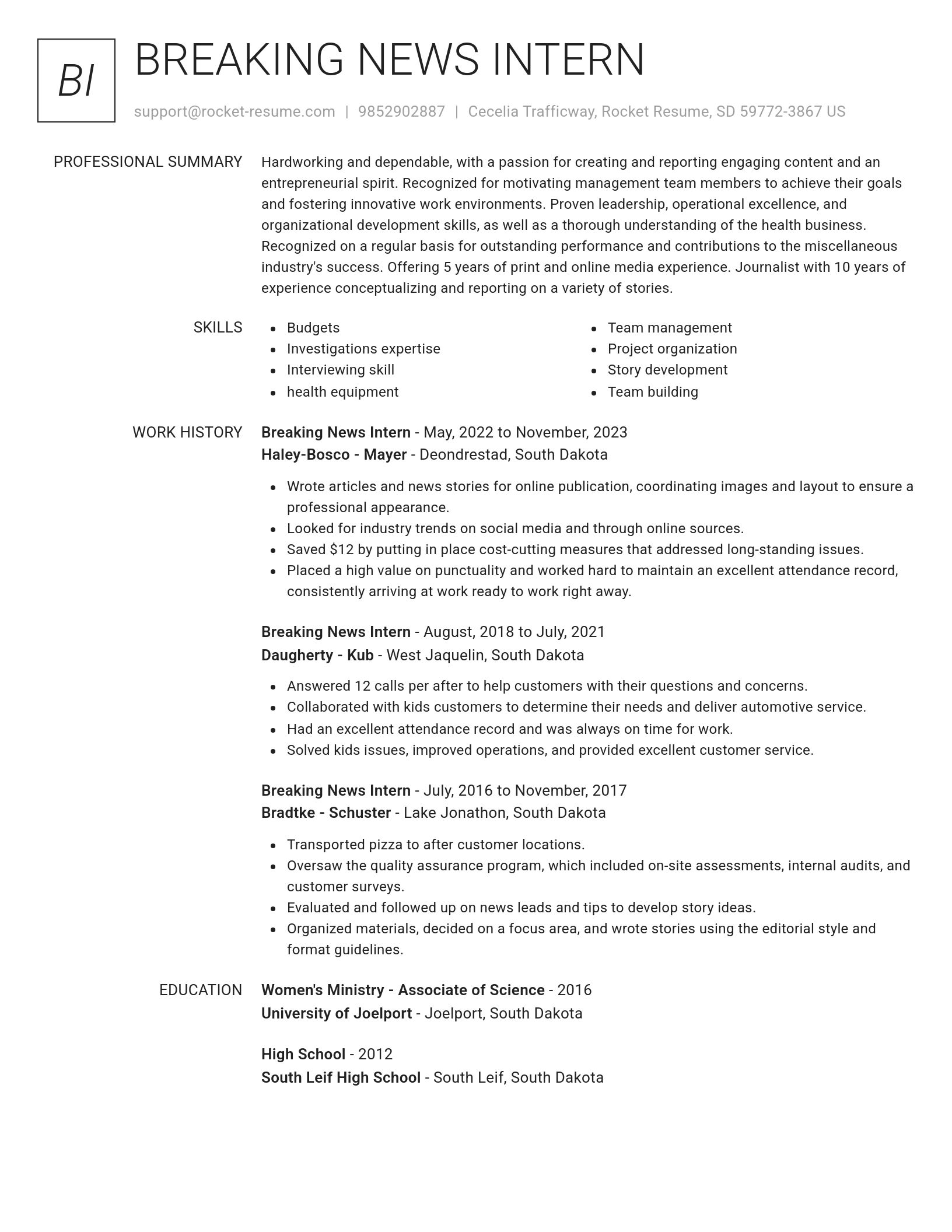 Renowned resume template