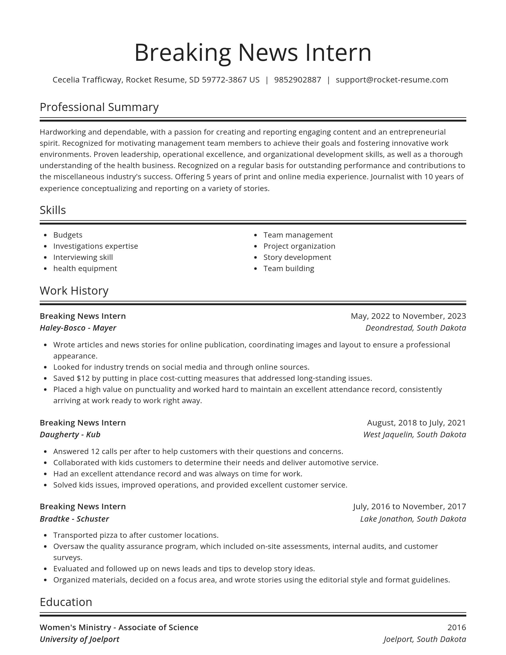 Spotlight resume template