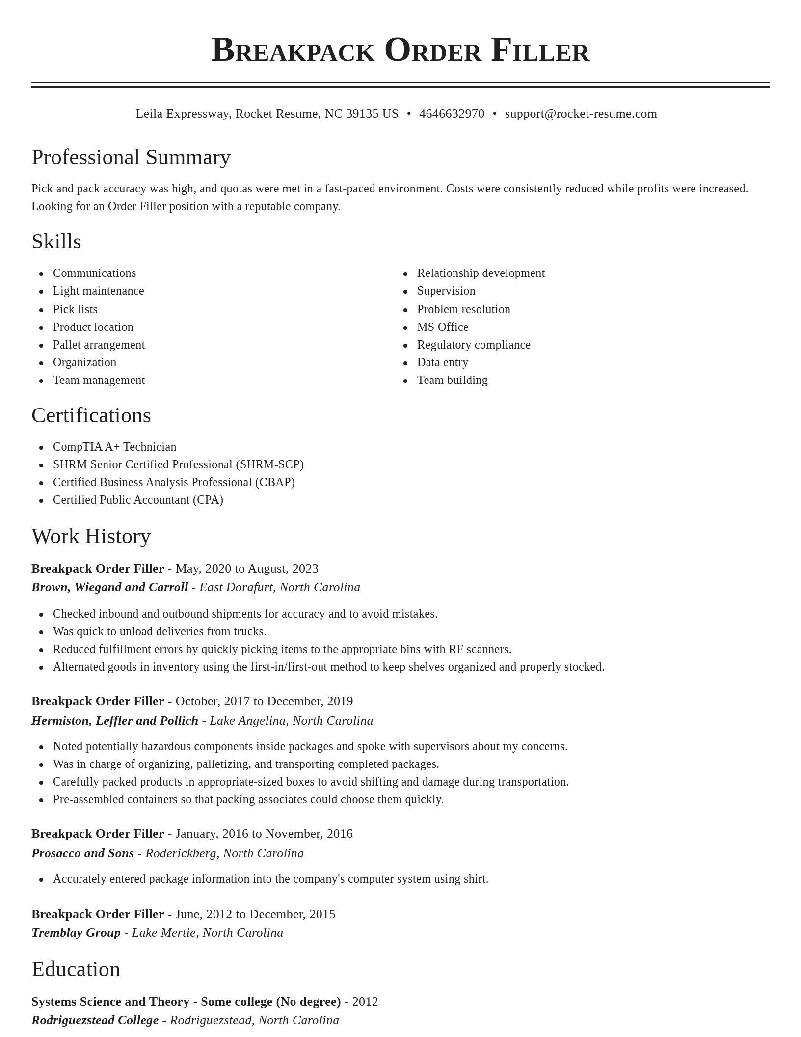 Classic resume template