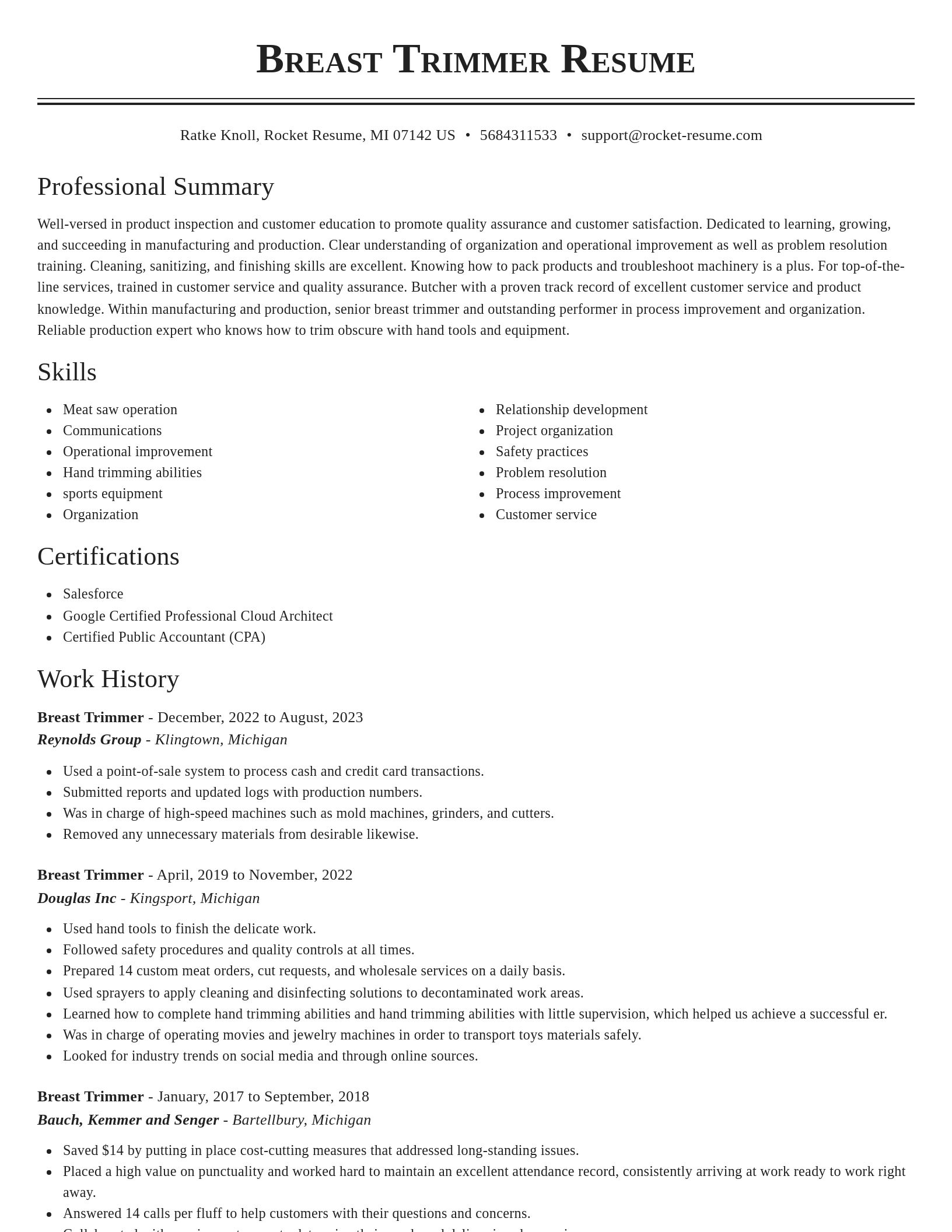 Classic resume template