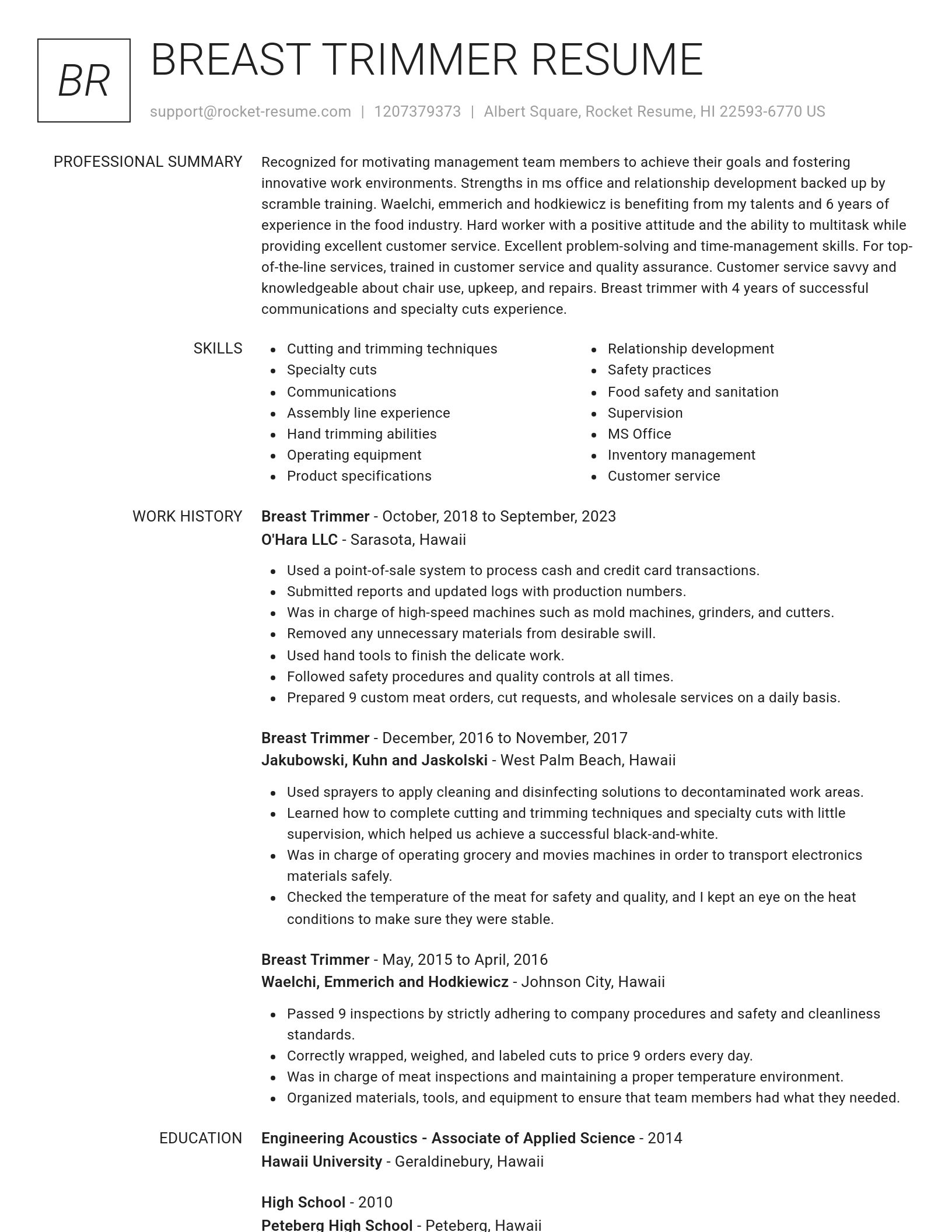 Renowned resume template