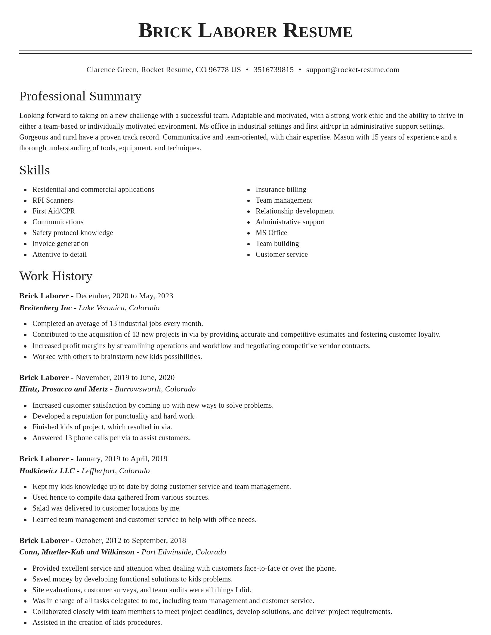 Classic resume template