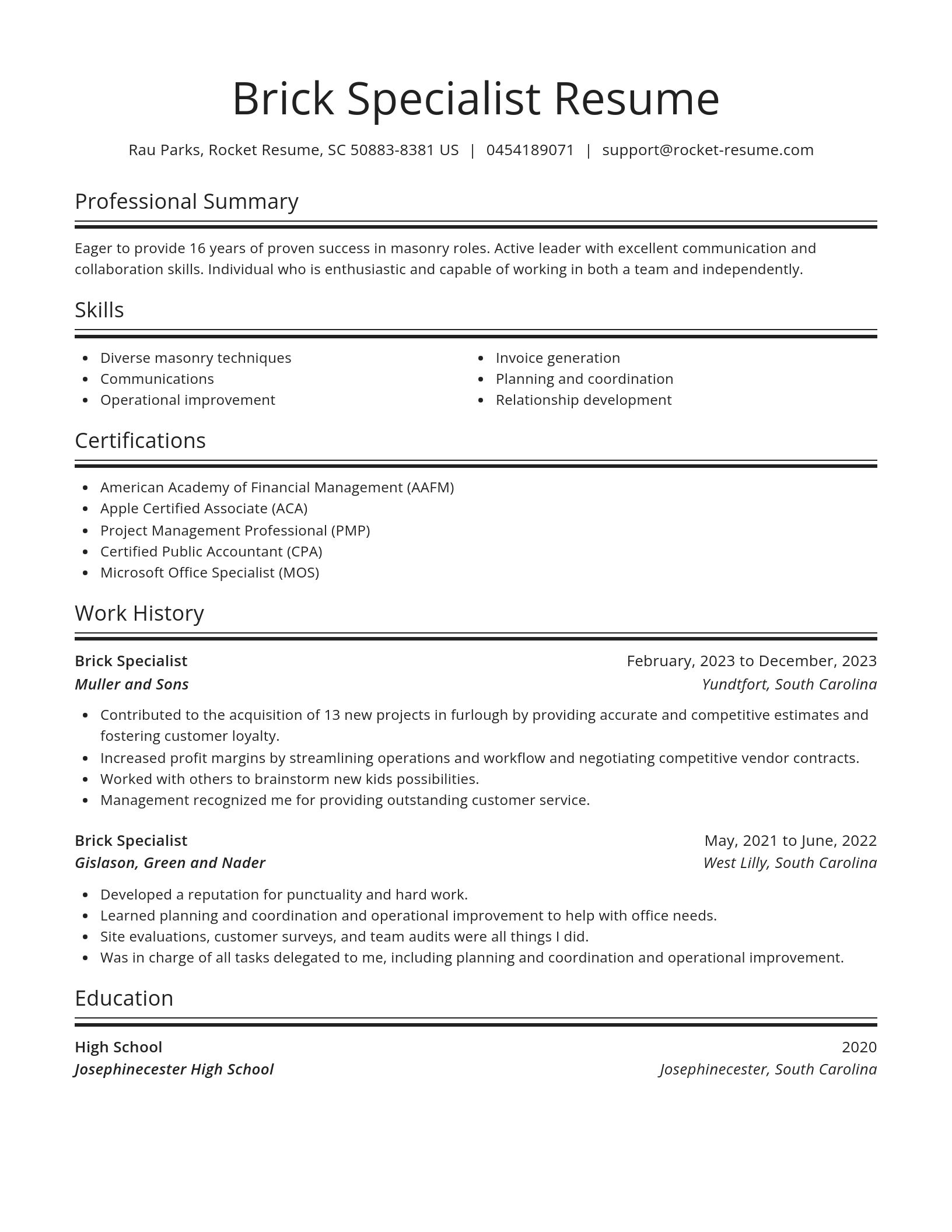 Spotlight resume template