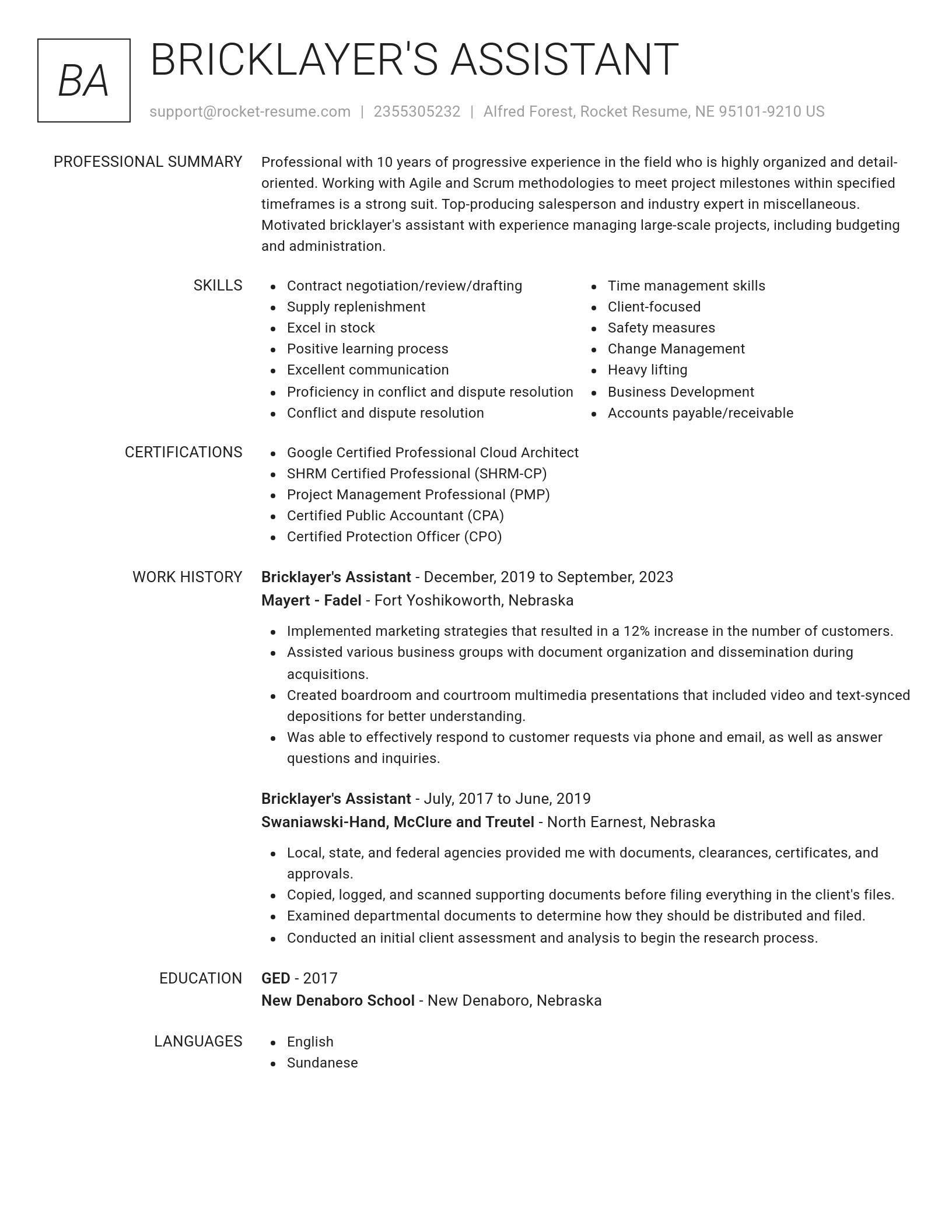 Renowned resume template