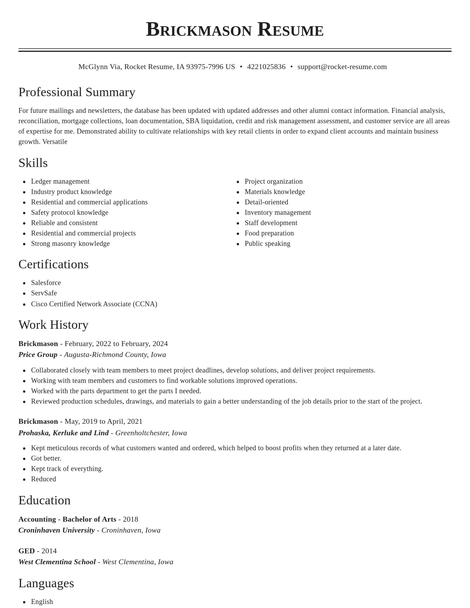 Classic resume template