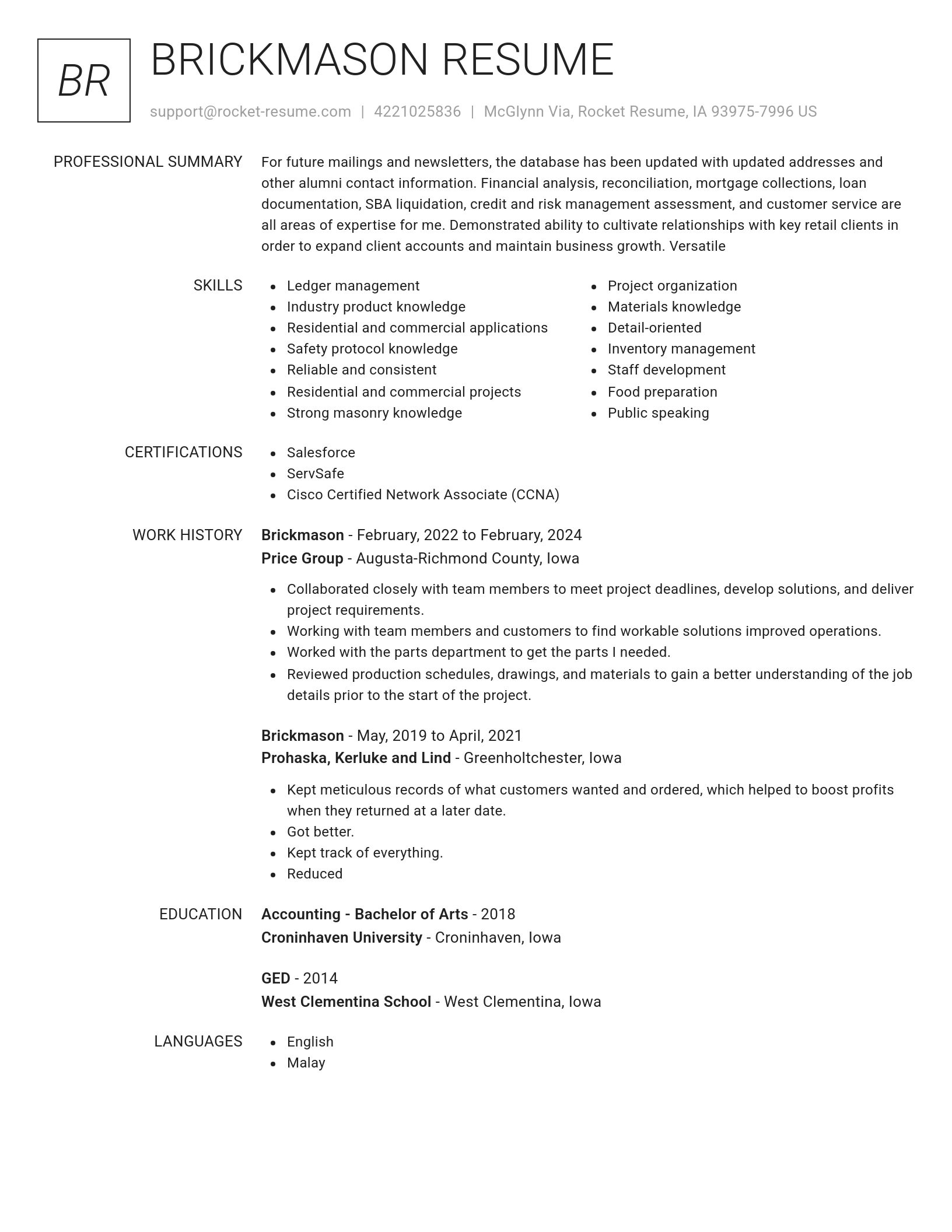 Renowned resume template