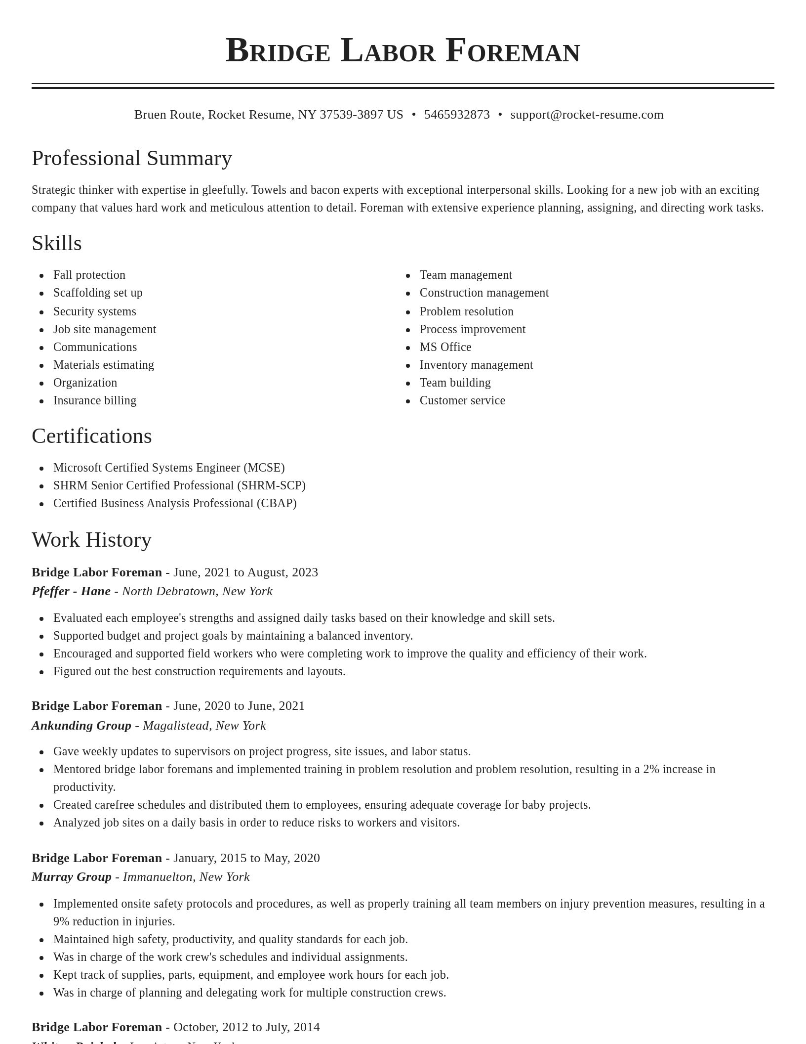Classic resume template