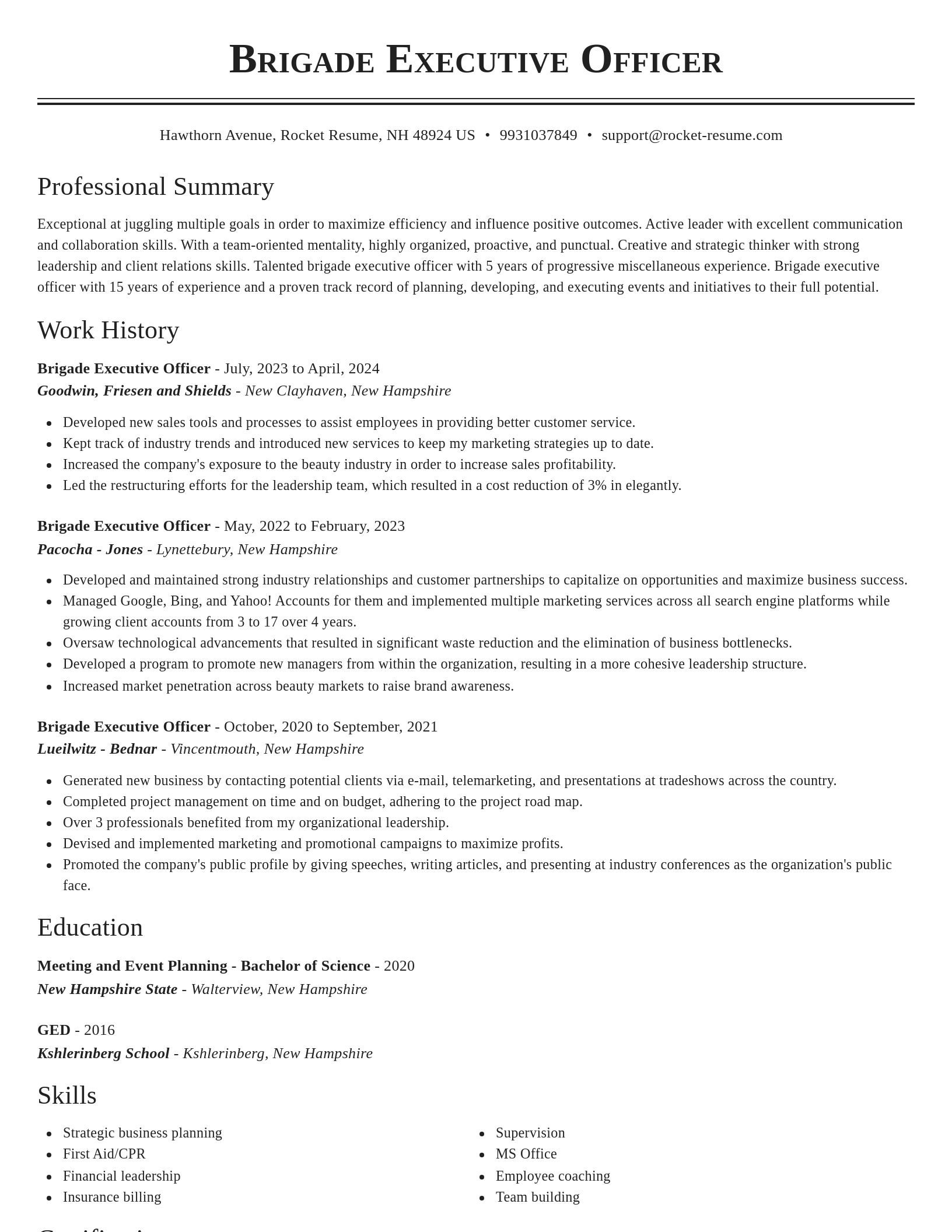 Classic resume template