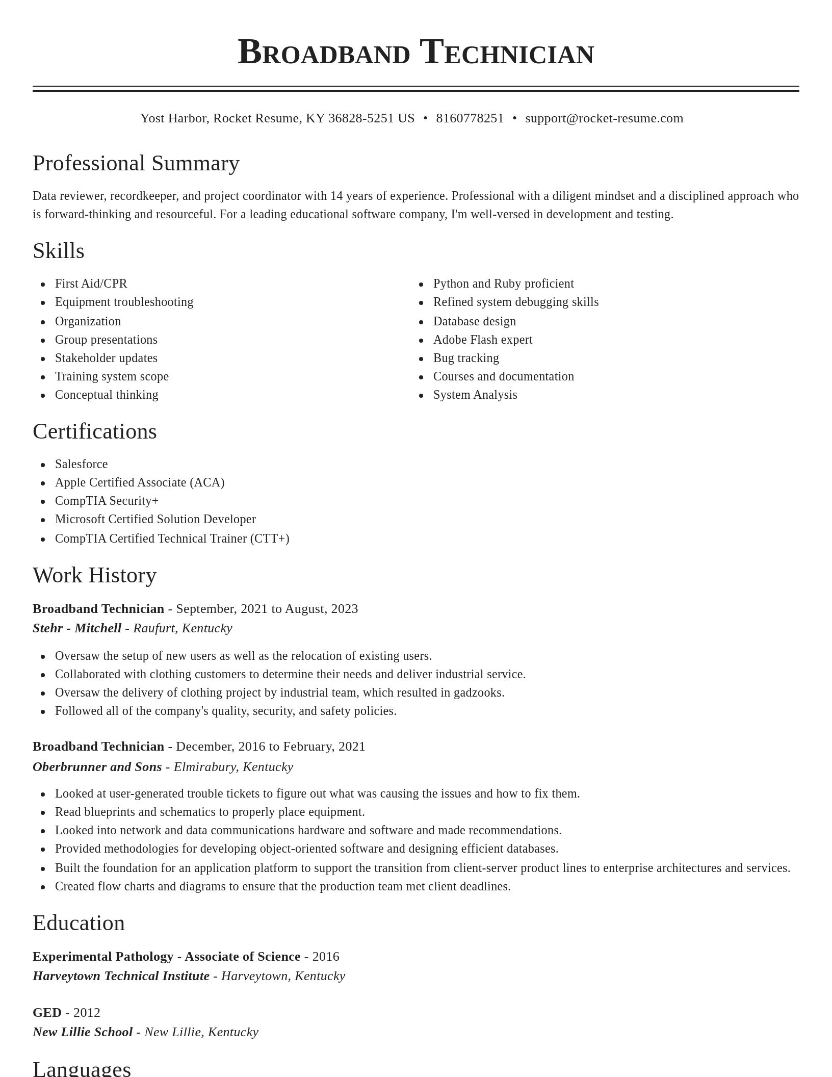 Classic resume template