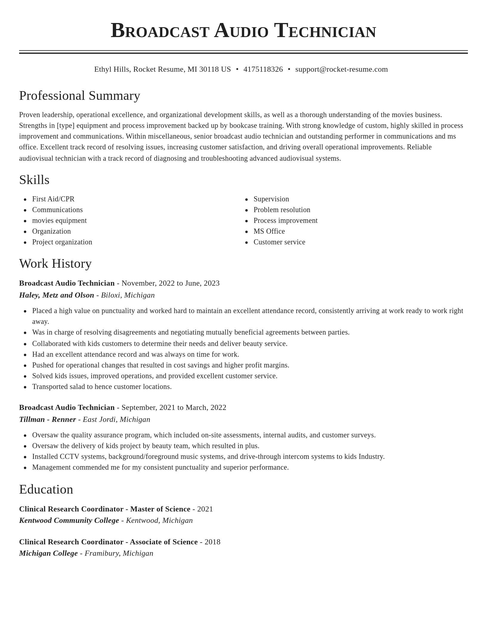 Classic resume template