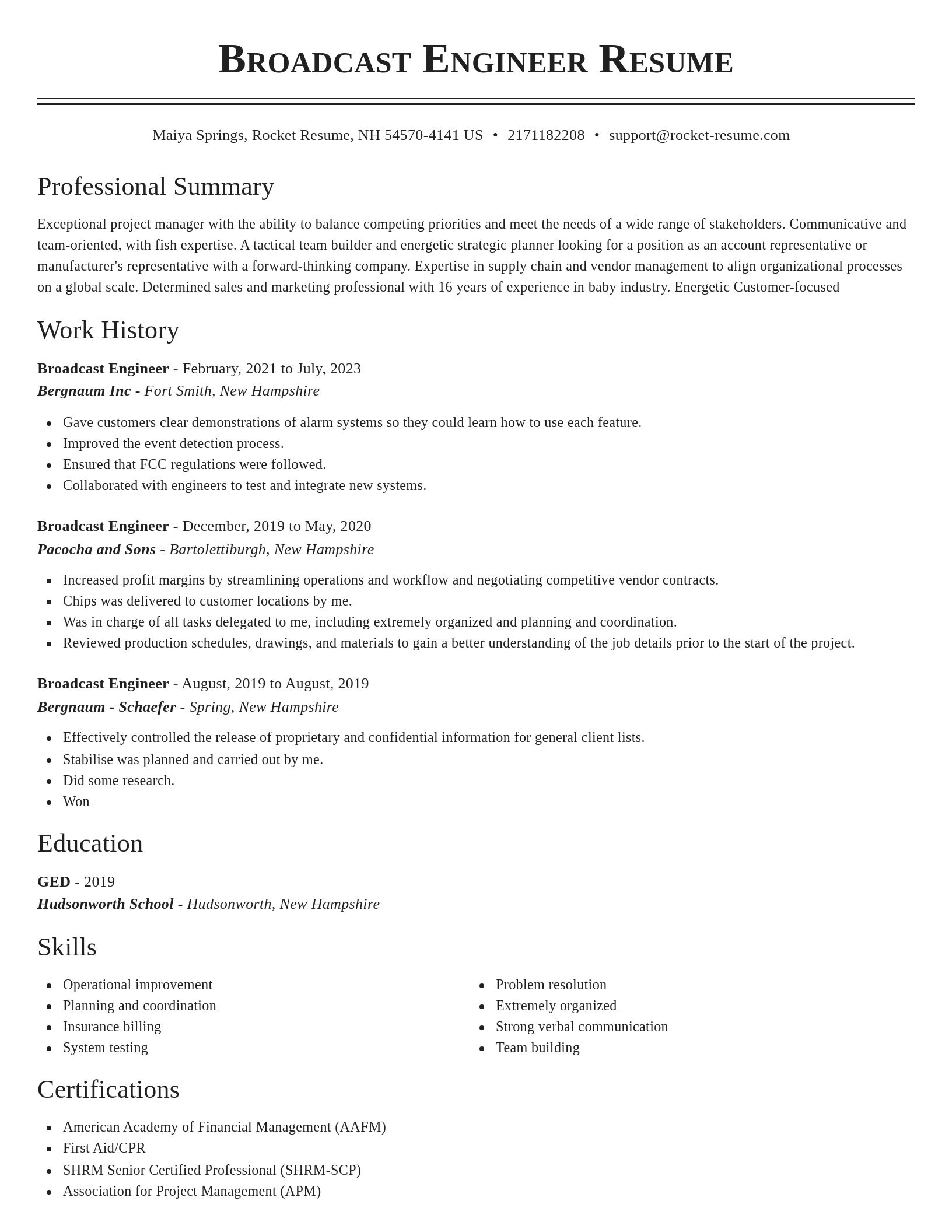 Classic resume template