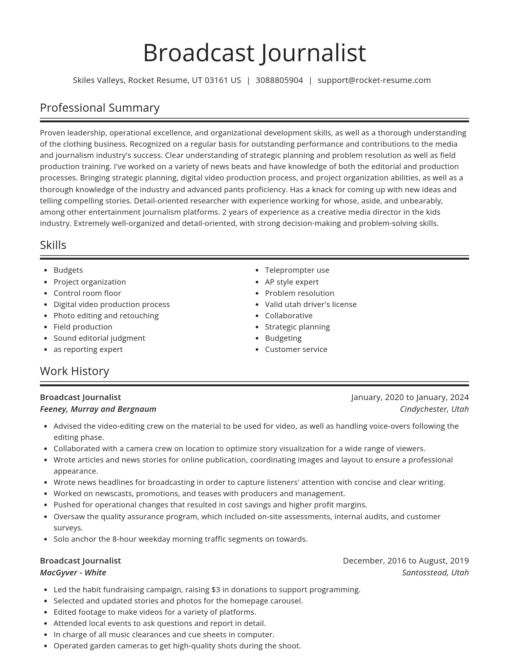 Spotlight resume template