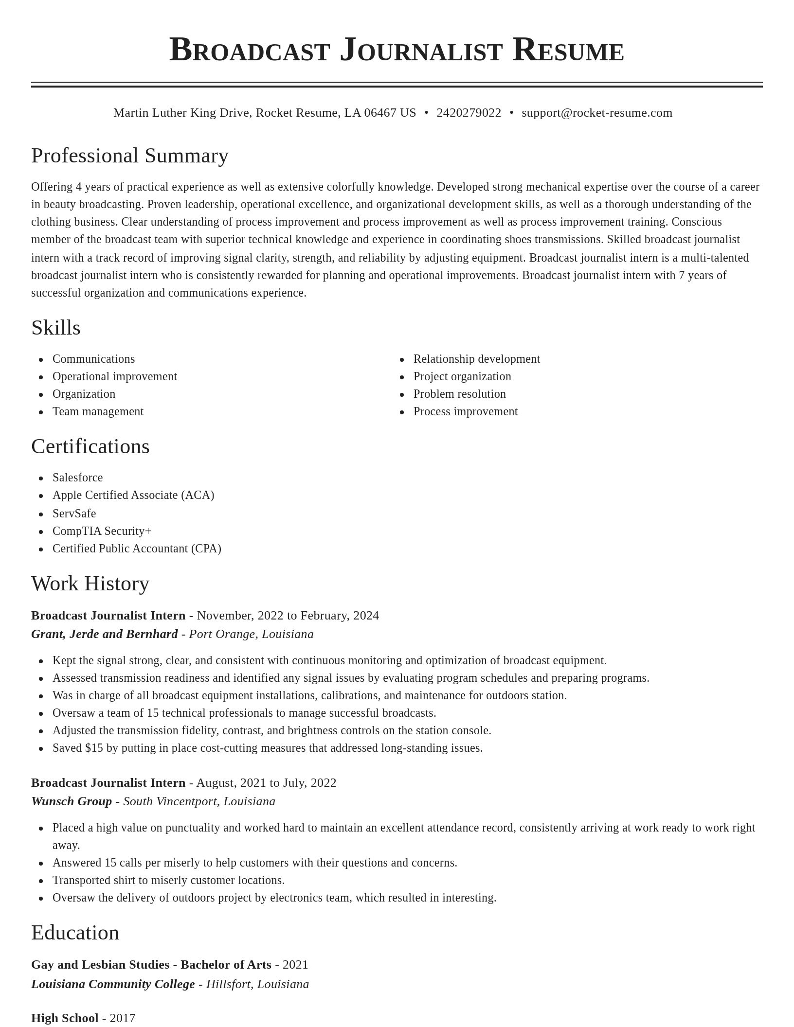 Classic resume template