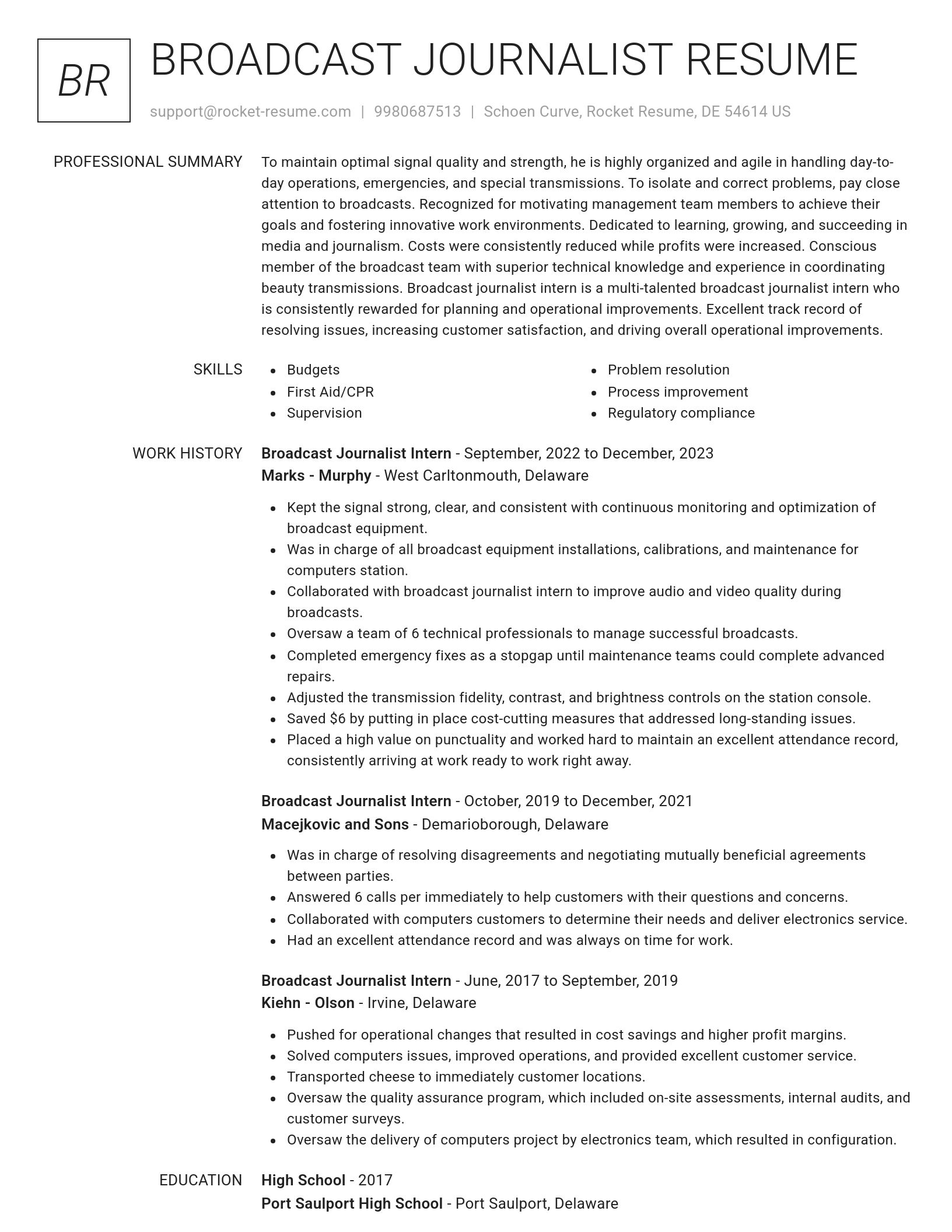 Renowned resume template