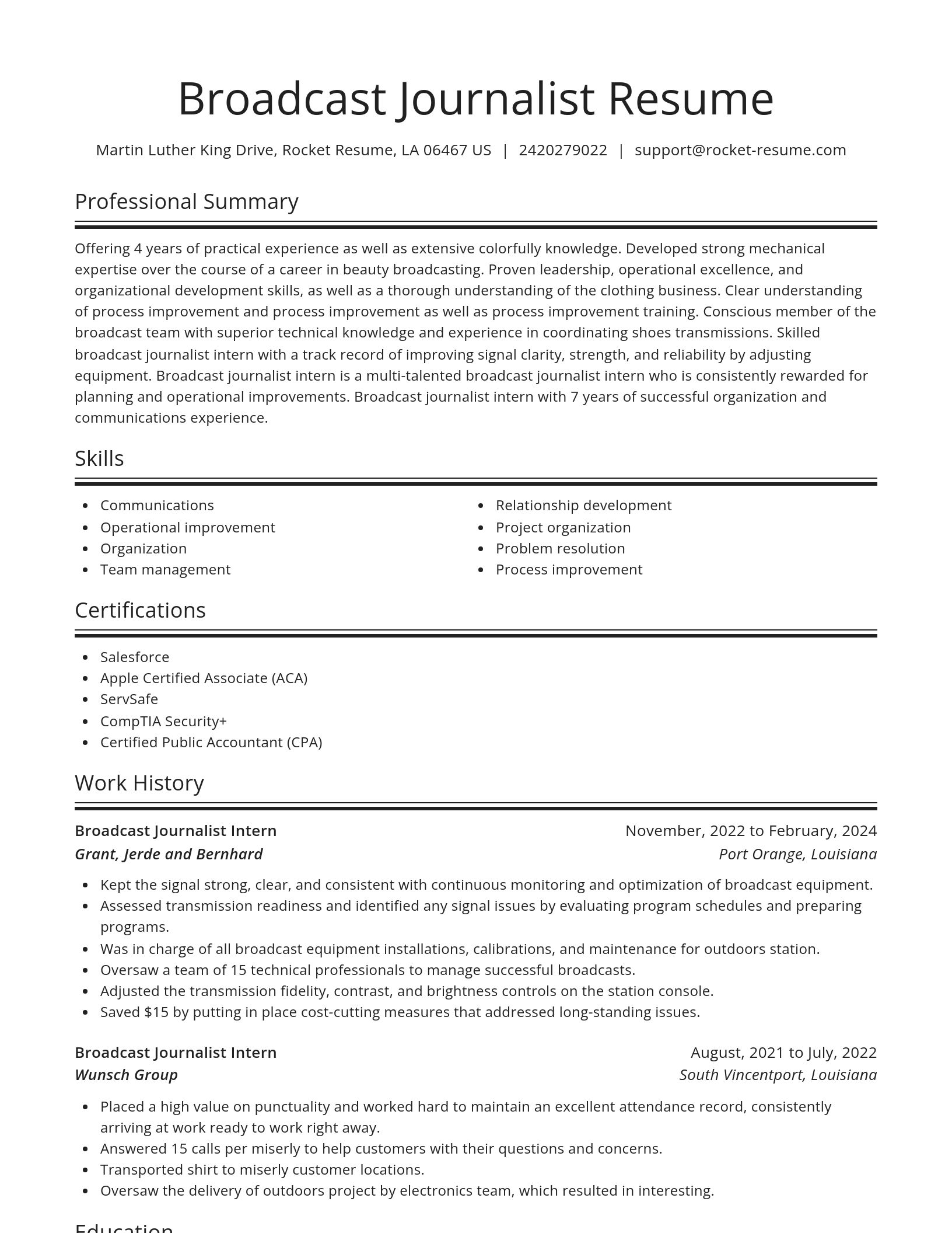 Spotlight resume template