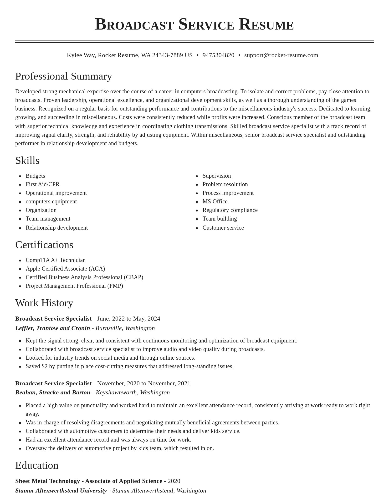 Classic resume template