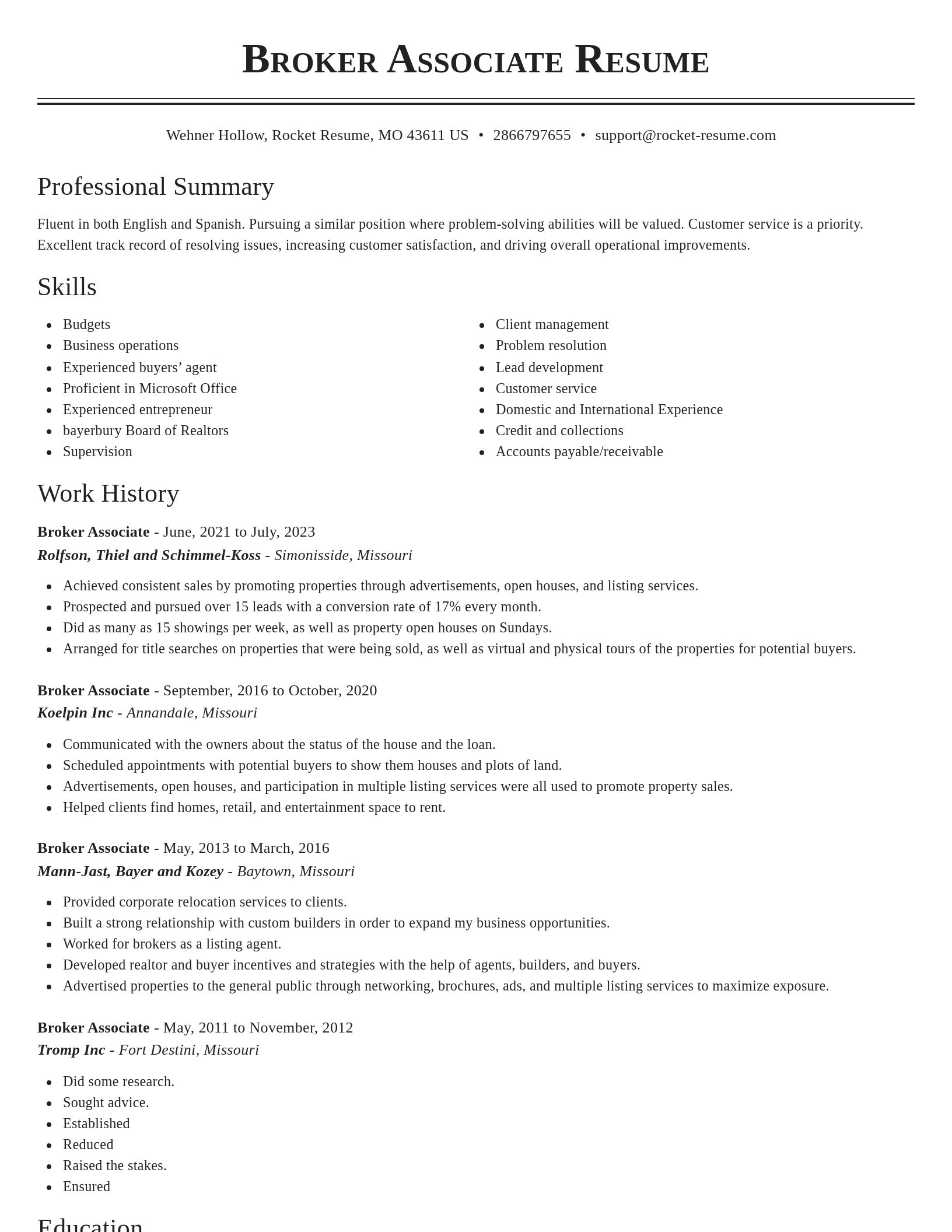 Classic resume template