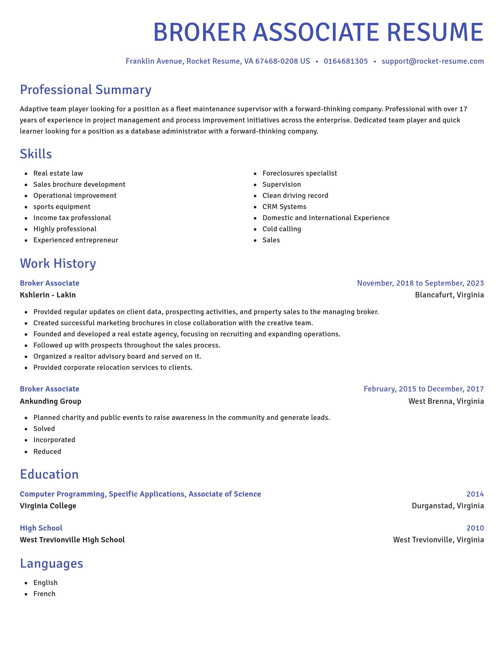 Novel resume template