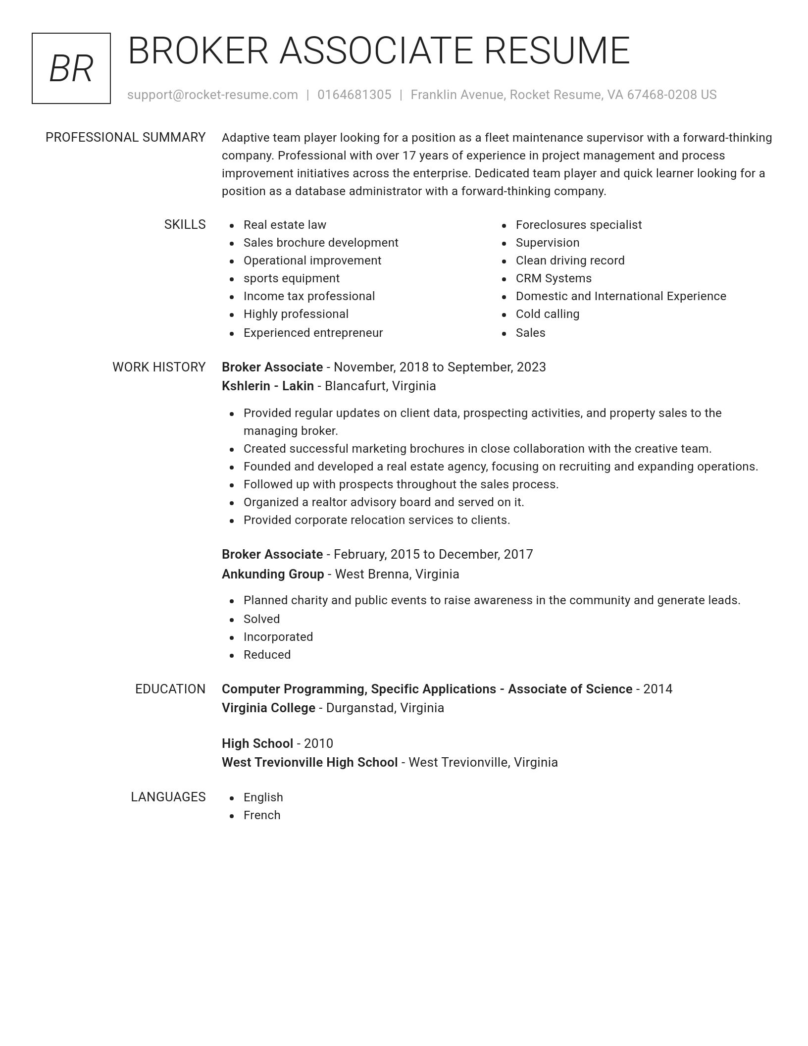 Renowned resume template