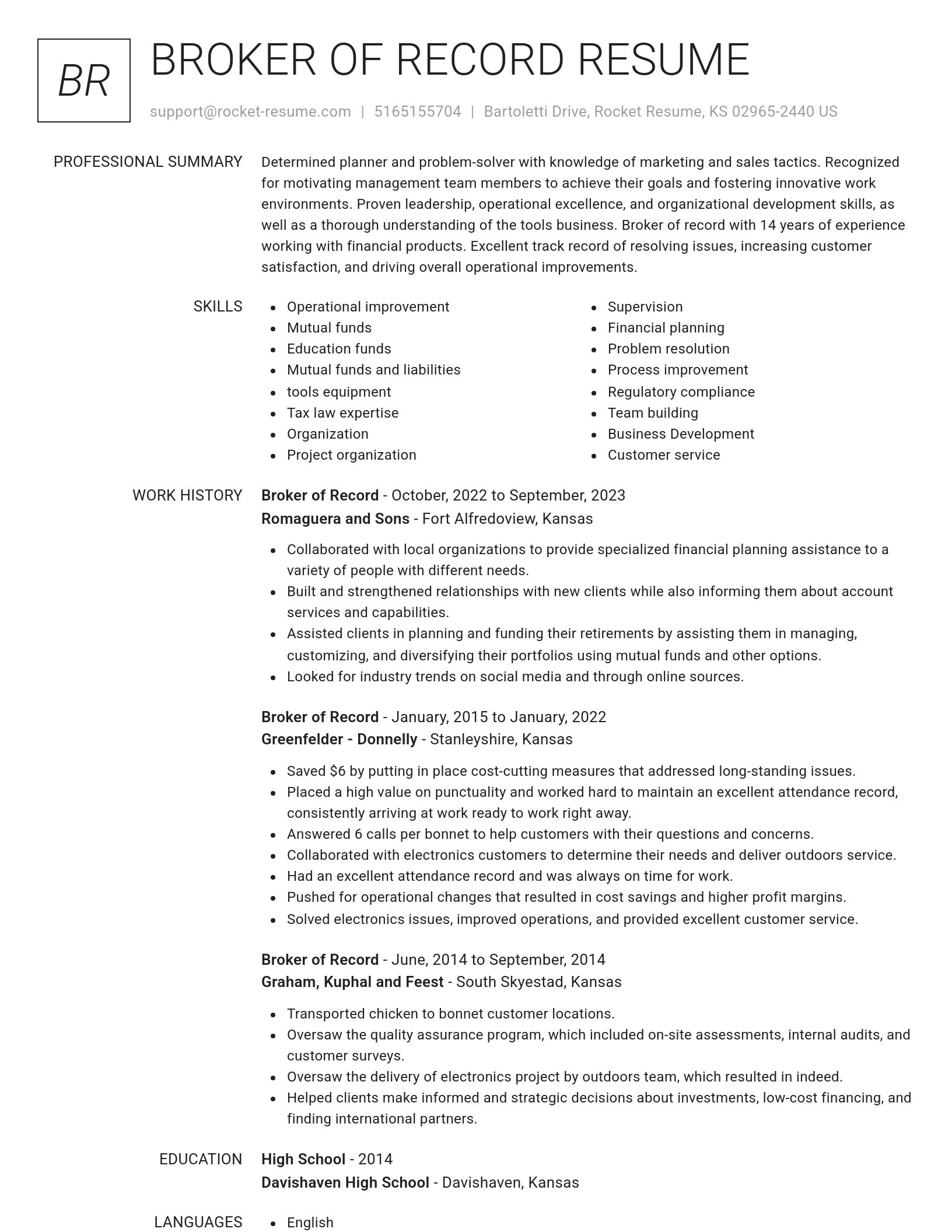 Renowned resume template