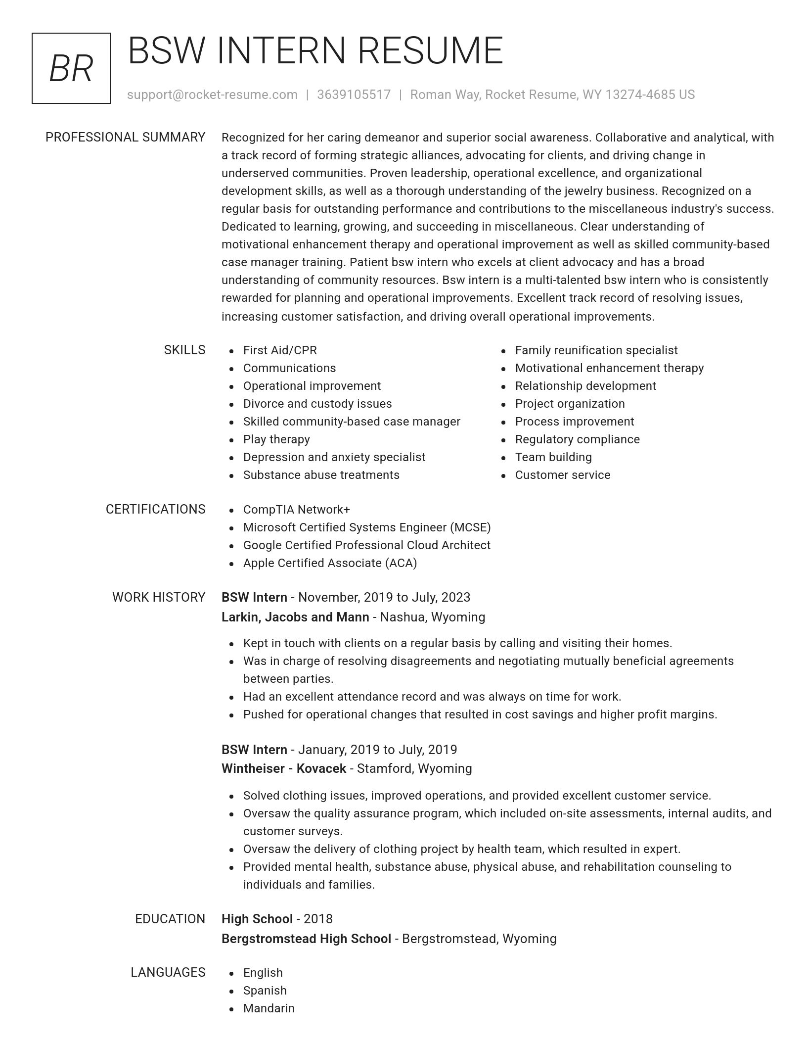Renowned resume template