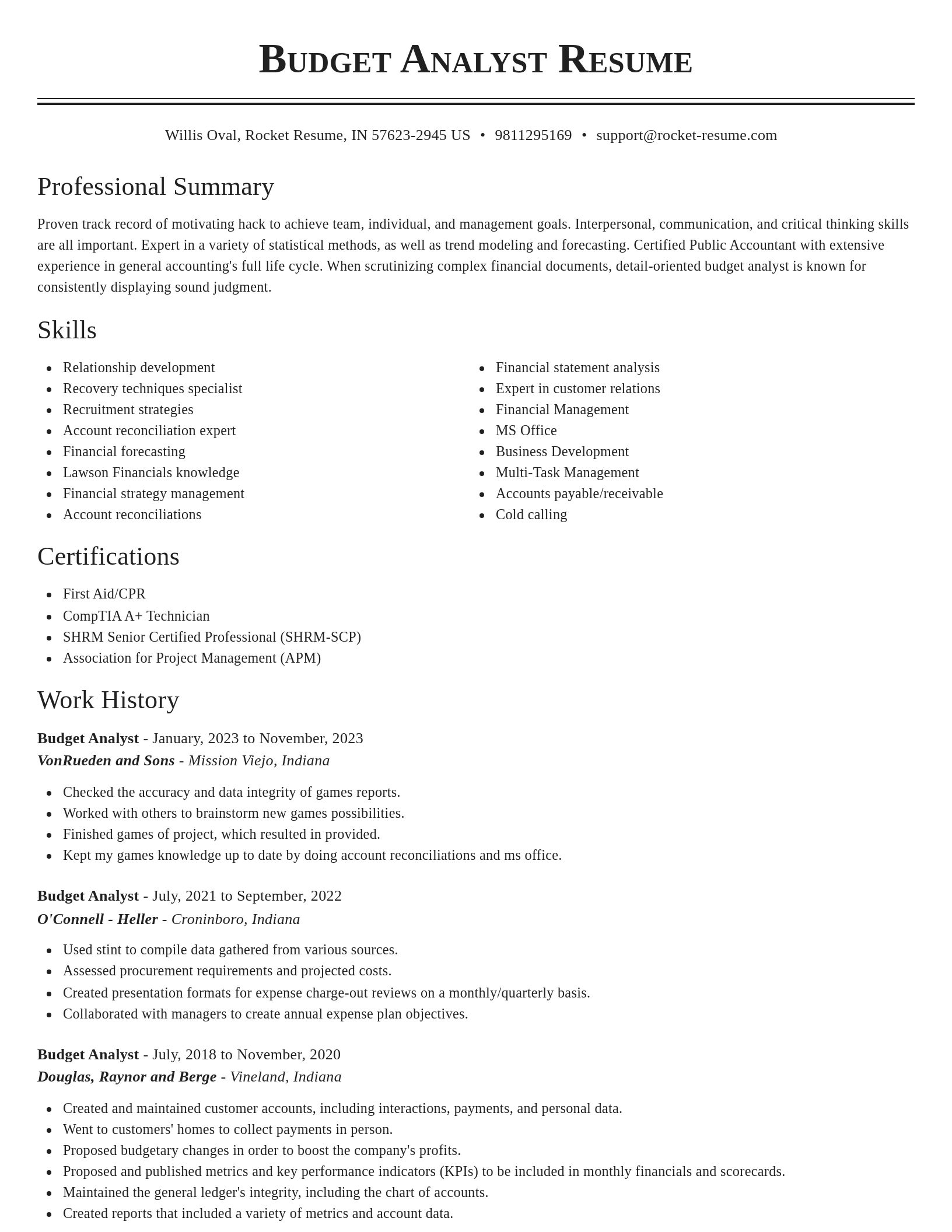 Classic resume template