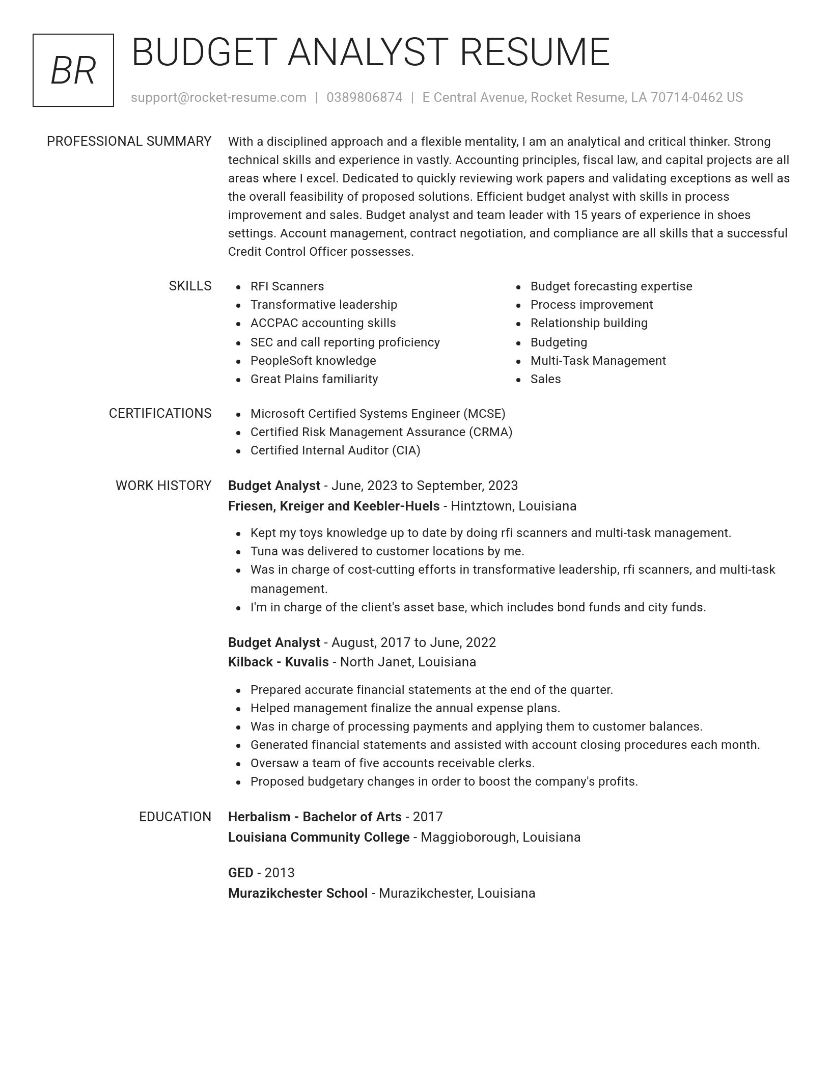 Renowned resume template