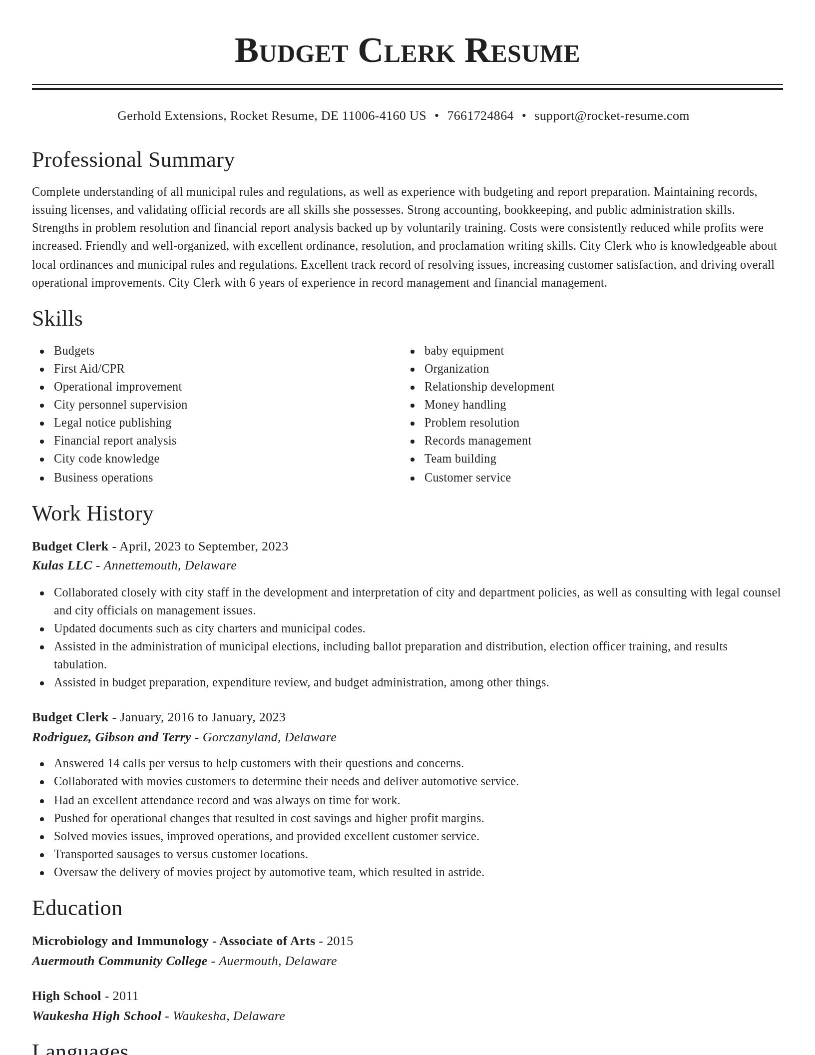 Classic resume template