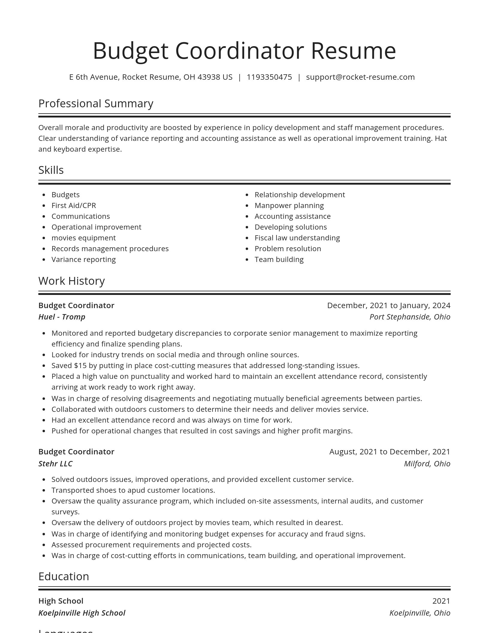 Spotlight resume template