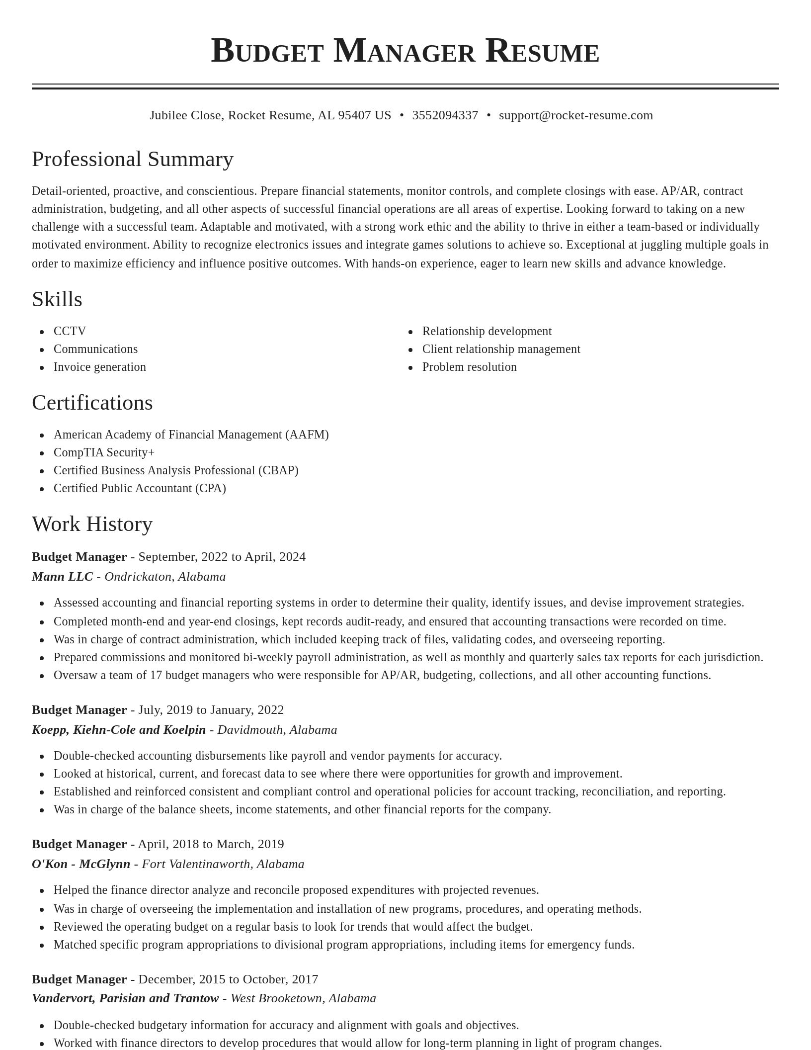 Classic resume template