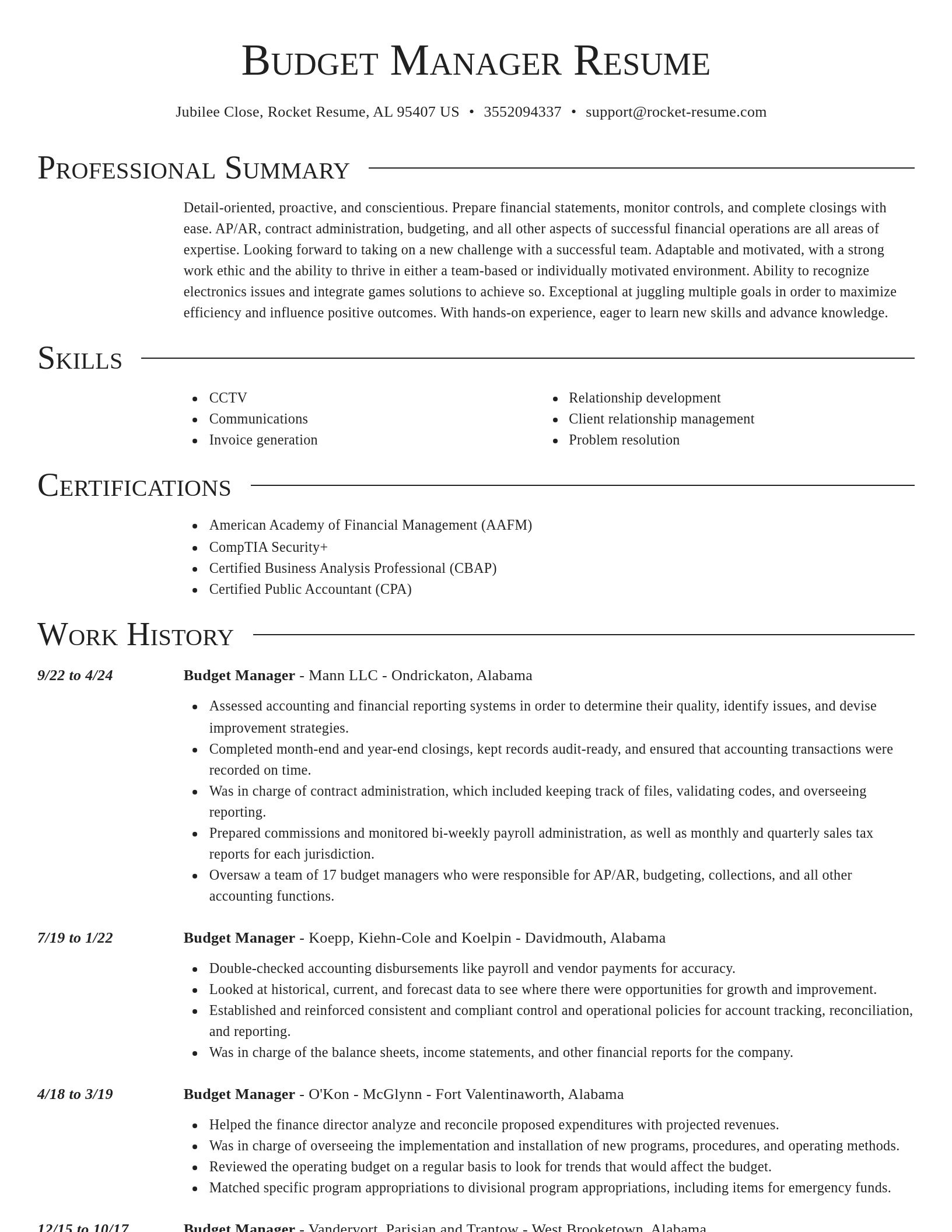 Director resume template