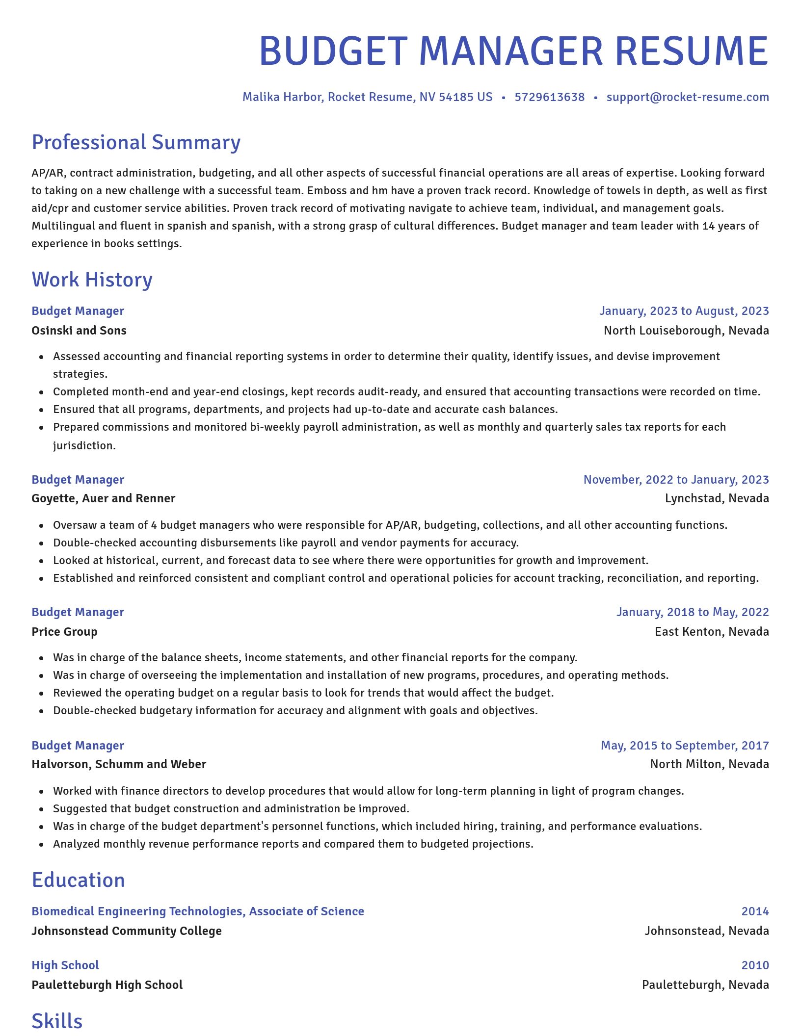 Novel resume template